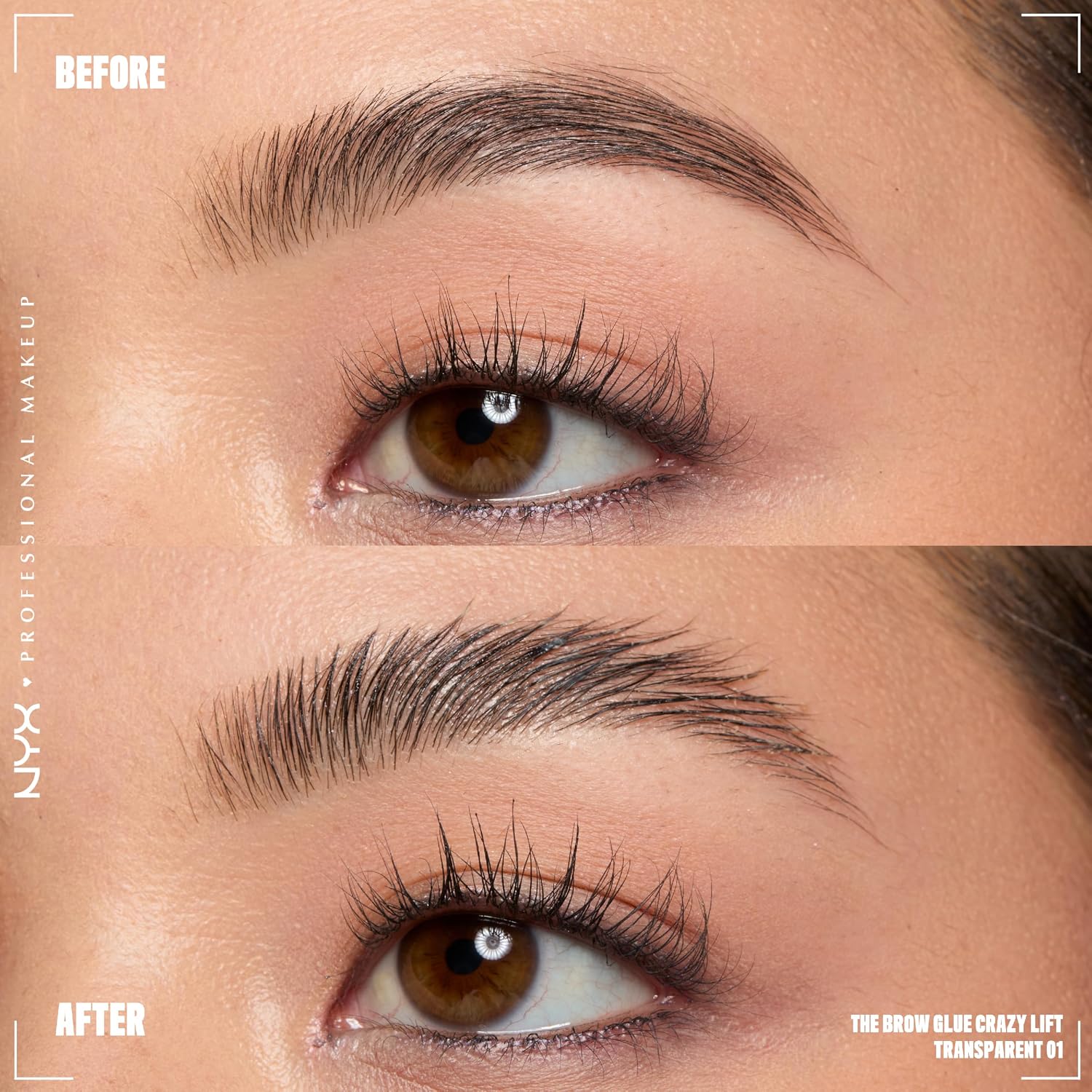 NYX Professional Makeup The Brow Glue Crazy Lift, Brow Lamination Gel, 24H Strong Hold, Built-In Styling Comb, Transparent - View 5 of 7