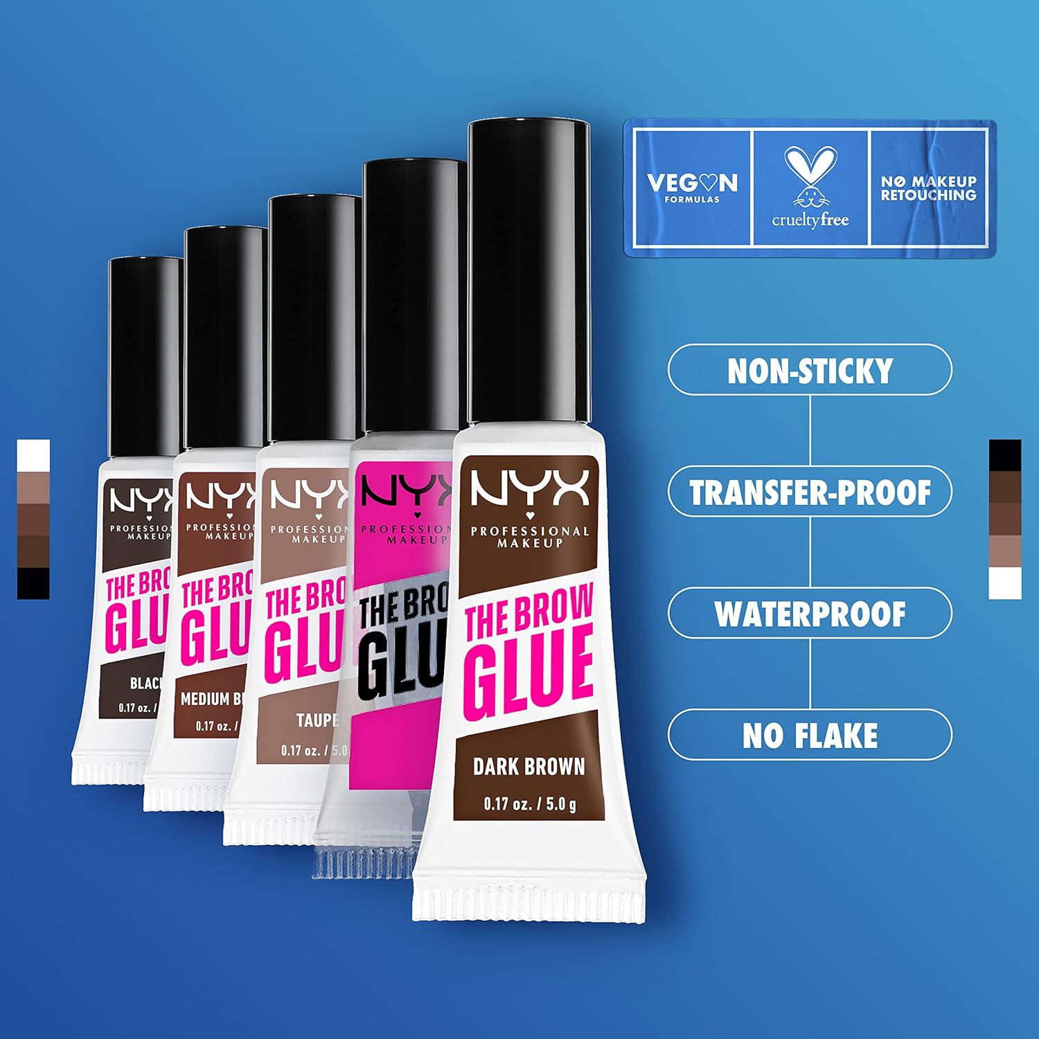  Professional Makeup | The Brow Glue Instant Brow Styler, Longwear Hold and Flake-Resistant Formula, Non-Sticky, Vegan, Shade - Dark Brown 04 - View 3 of 5
