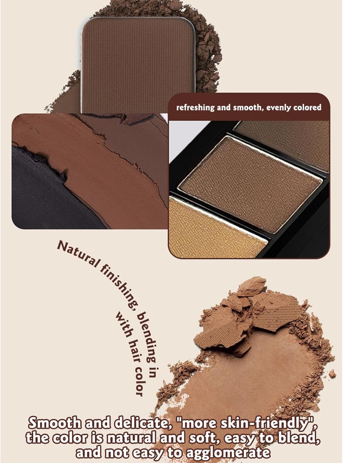 3 in 1 Eyebrow Powder Kit Brow Pomade Palette with Dual Shades Medium Brown and Dark Brown Tints for Eyebrow Shaping Root Touch Up and Face Contouring Complete Brow Makeup Set - View 4 of 7