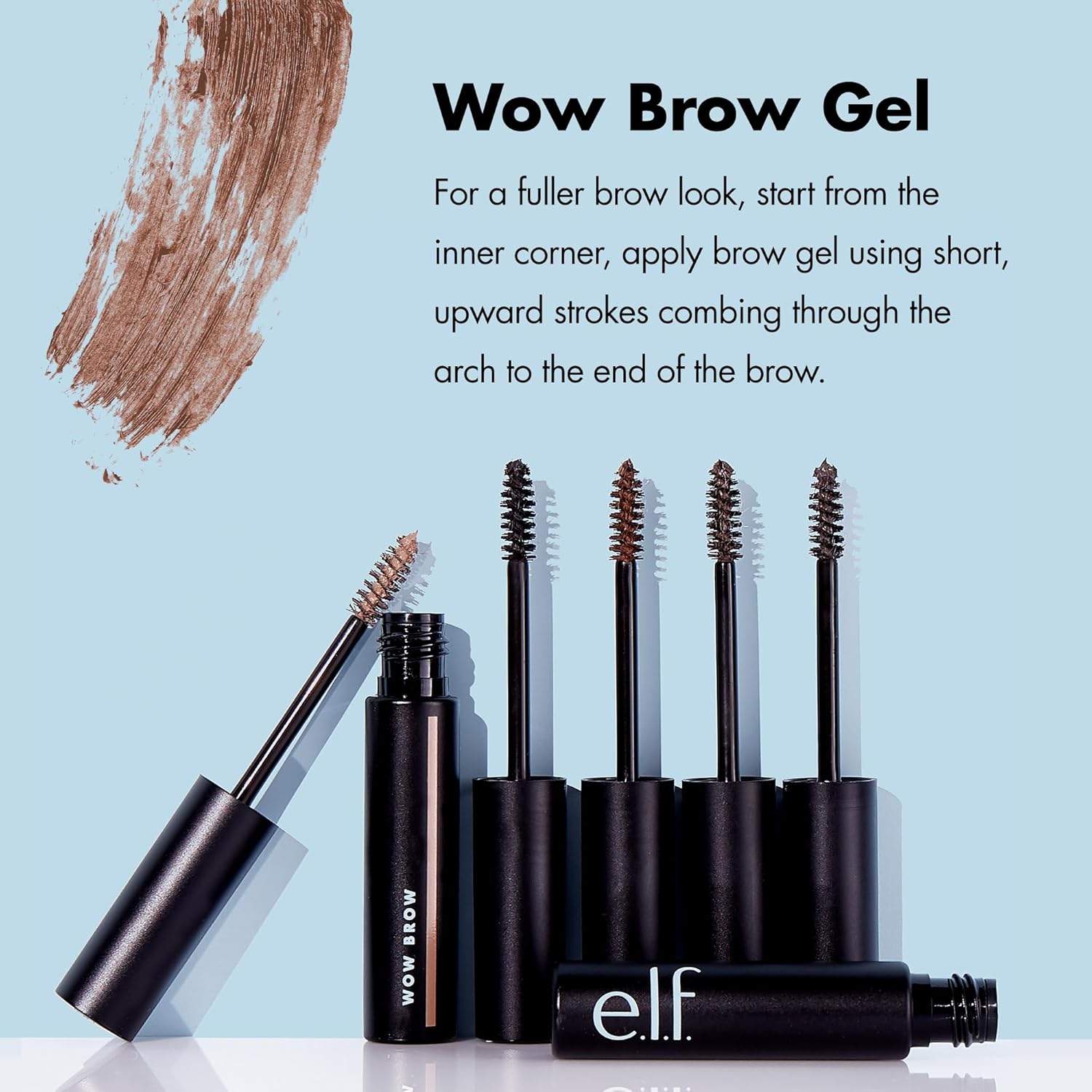 e.l.f. Wow Brow Gel, Volumizing, Buildable, Wax-Gel Hybrid, Creates Full, Voluminous-Looking Brows, Locks Brow Hairs In Place, Neutral Brown, Fiber Infused 3.5g - View 4 of 4