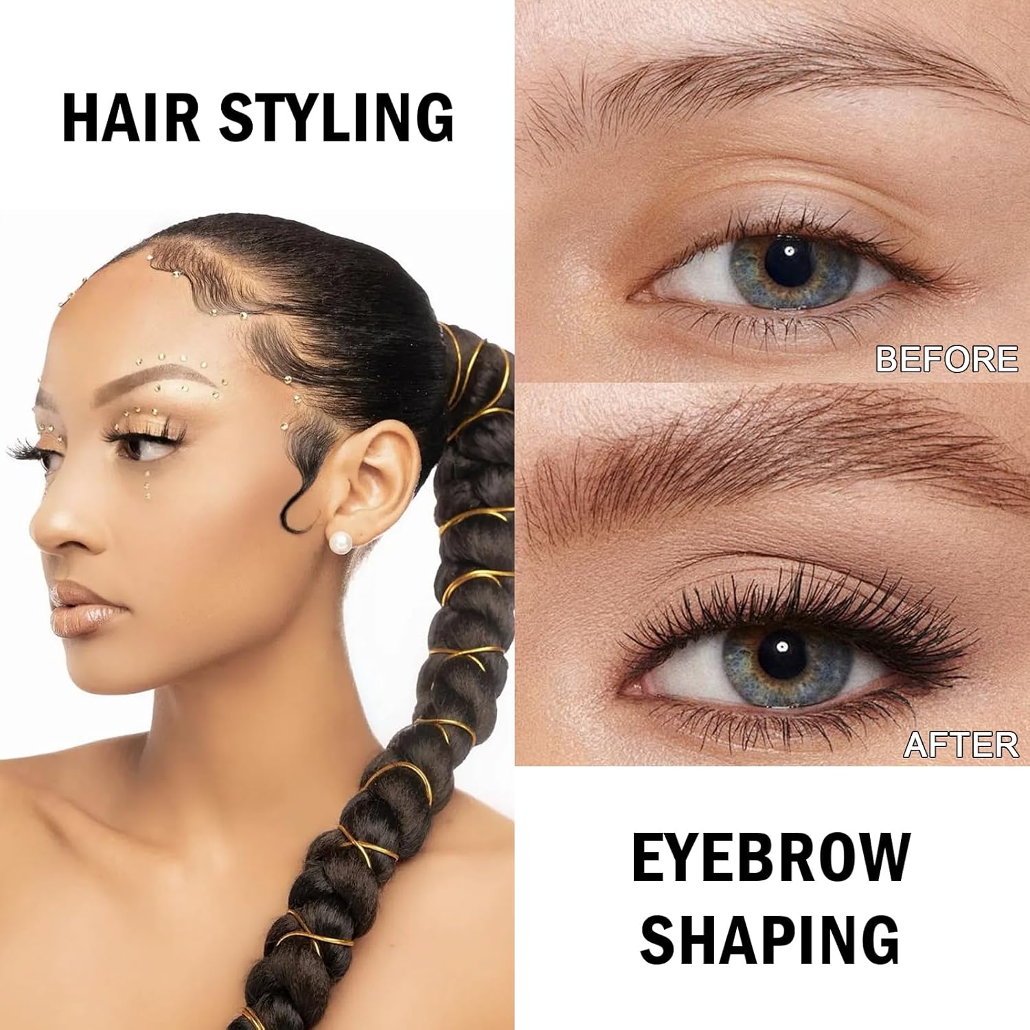 Erinde Eyebrow Fix Gel, Lightweight Makeup Brow Gel with Brush, 2 in1 Eyebrow & Hair Edges Setting Glue for Long-Lasting Hold, Waterproof, Smudge-Resistant, Quick-Dry Brow Styling Wax, Clear - View 3 of 5