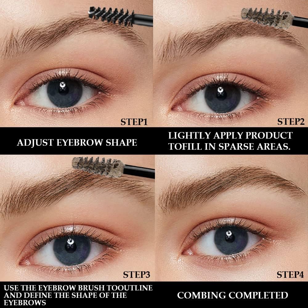 evpct 2-in-1 Tinted Brow Gel & Clear Brow Setting Glue Eyebrow Gel Kit - Strong Hold 24HR Waterproof Smudgeproof Eyebrow Makeup for Natural Soft Full Brows, Brows Enhancer Mascara Makeup - Taupe - View 4 of 6