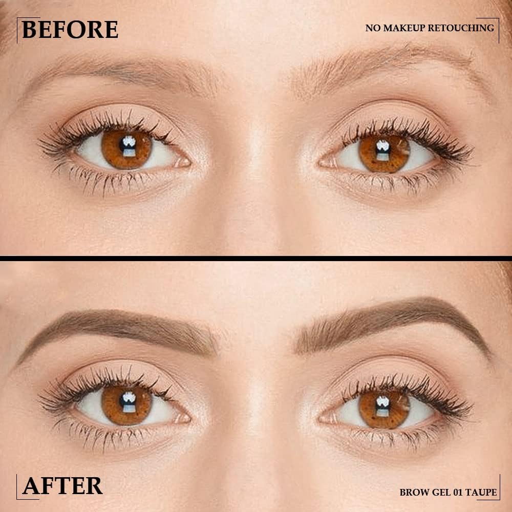 evpct 2-in-1 Tinted Brow Gel & Clear Brow Setting Glue Eyebrow Gel Kit - Strong Hold 24HR Waterproof Smudgeproof Eyebrow Makeup for Natural Soft Full Brows, Brows Enhancer Mascara Makeup - Taupe - View 5 of 6