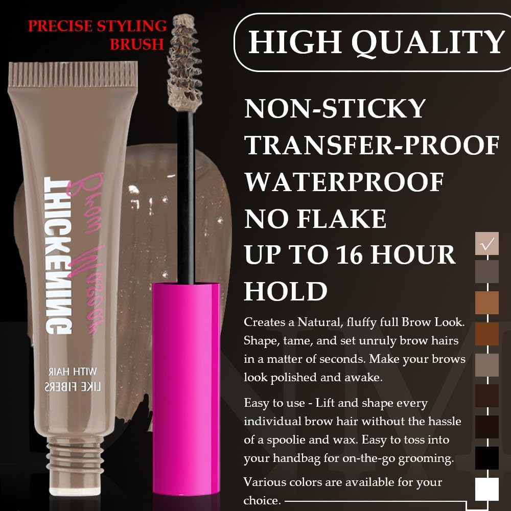 evpct 2-in-1 Tinted Brow Gel & Clear Brow Setting Glue Eyebrow Gel Kit - Strong Hold 24HR Waterproof Smudgeproof Eyebrow Makeup for Natural Soft Full Brows, Brows Enhancer Mascara Makeup - Taupe - View 6 of 6