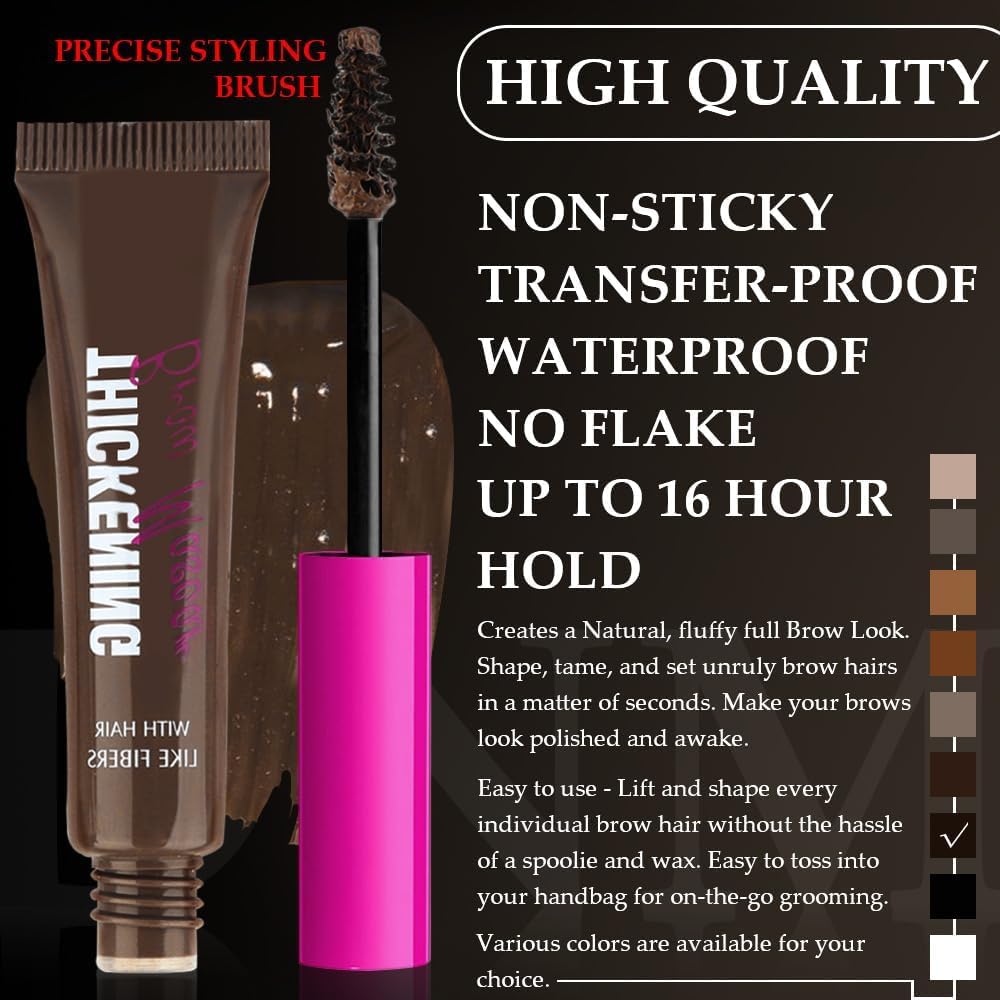 Evpct Tinted Thickening Brow Mascara,Brow Fast Sculpt,Waterproof, Transfer-proof, Brush to Fill in Eyebrows and Cover Gray Hairs - Cruelty Free - Dark Brown (1pc 07 Espresso) - View 6 of 6