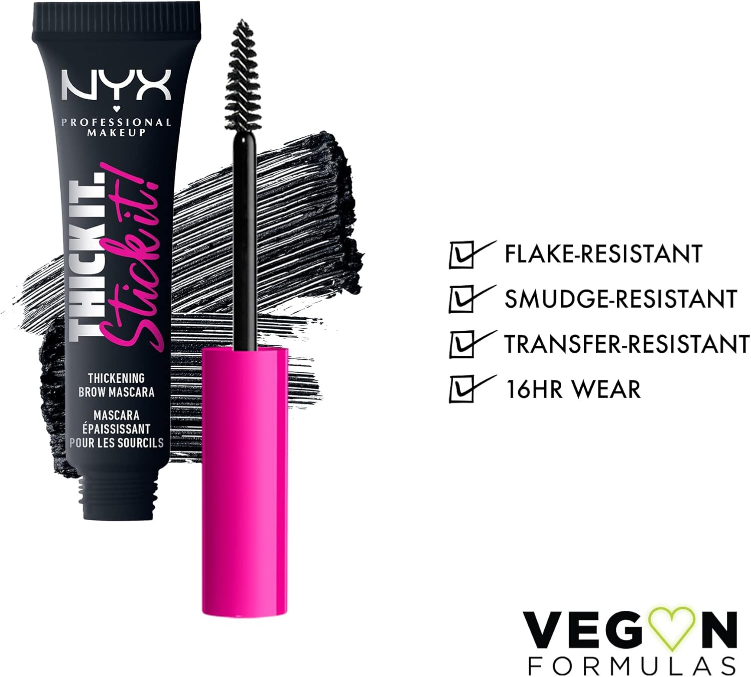 NYX PROFESSIONAL MAKEUP Thick It. Stick It! Brow Mascara, Tints & Thickens With 16Hr Wear, Black - View 5 of 5