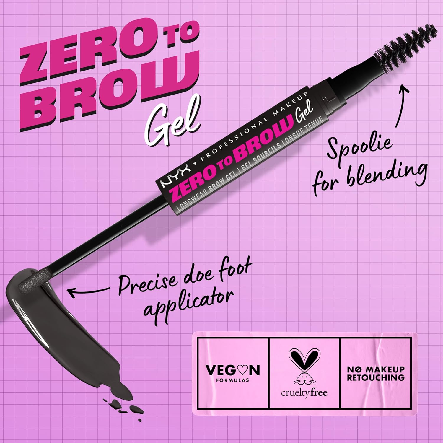 NYX PROFESSIONAL MAKEUP Zero to Brow Longwear Brow Gel - Black - Transfer-resistant, fade-resistant, and smudge-resistant (Vegan) - View 6 of 6