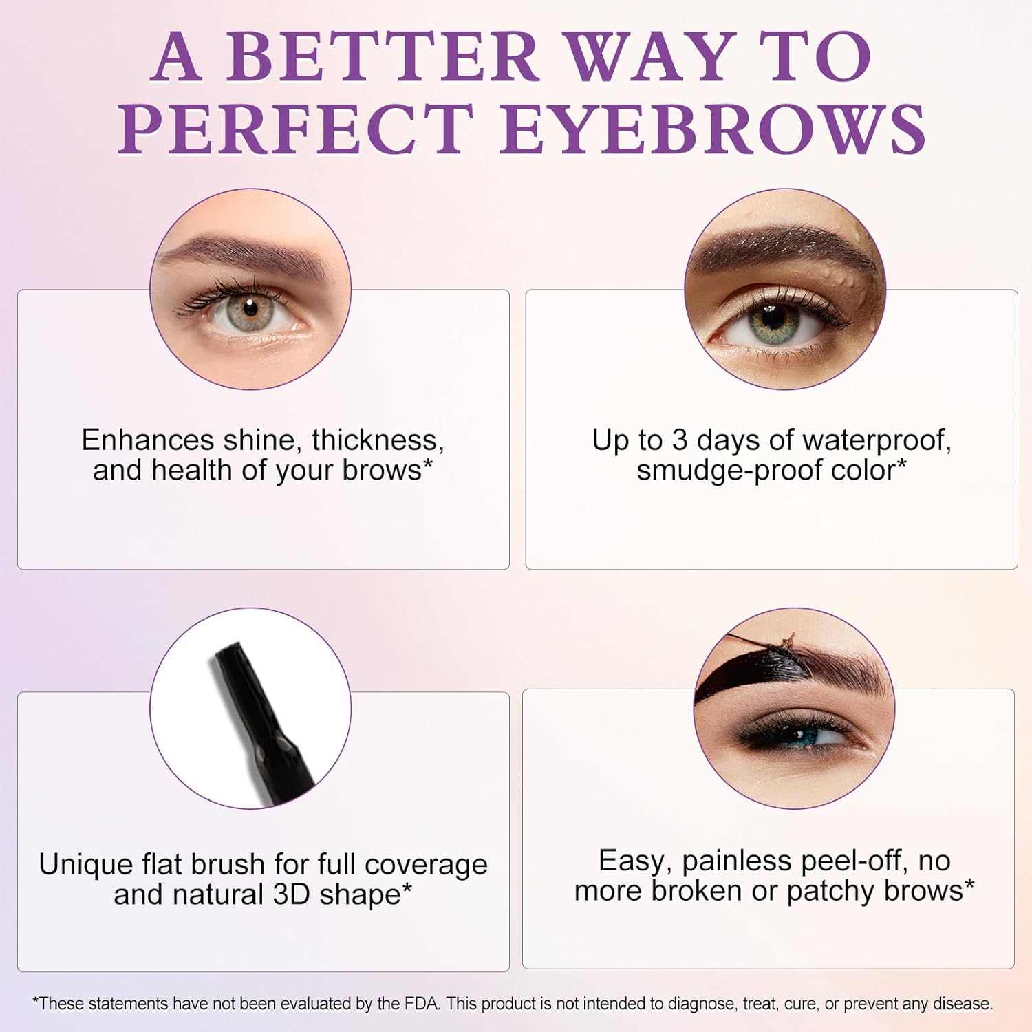Peel Off Eyebrow Gel Tint – Long Lasting Brow Color for Fuller, Defined Brows, Waterproof & Smudge Proof Formula with Easy Peel Off, 10g (Dark Brown) - View 3 of 6