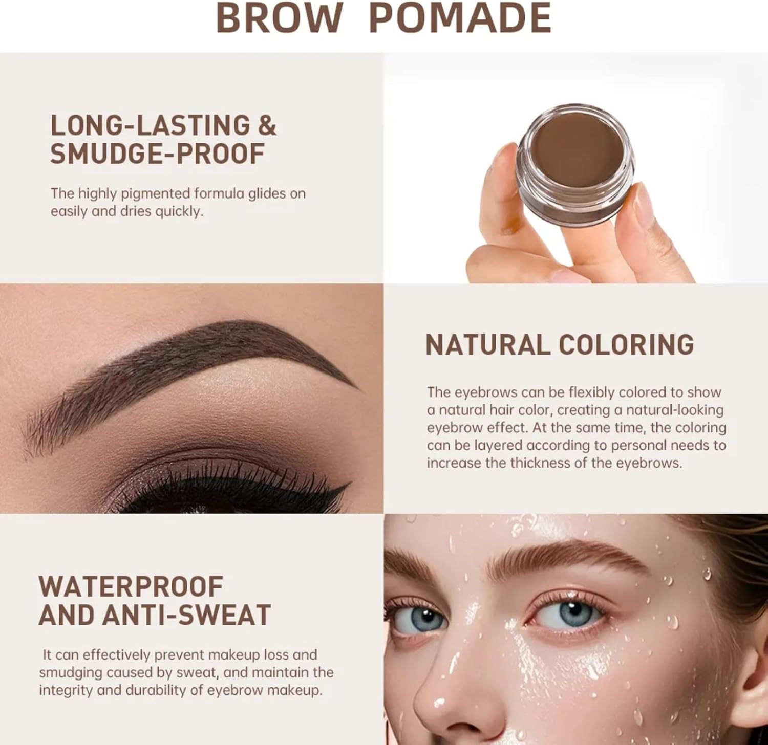 NIKITA.VIVI Brow Pomade Dark Brown, Eyebrow Pomade Brow Coloring Gel, Natural Long Lasting Sweat-proof Waterproof Eyebrow Makeup Gels, Smooth Fast Drying Eyebrow Color Cream 8G #1 - View 7 of 8