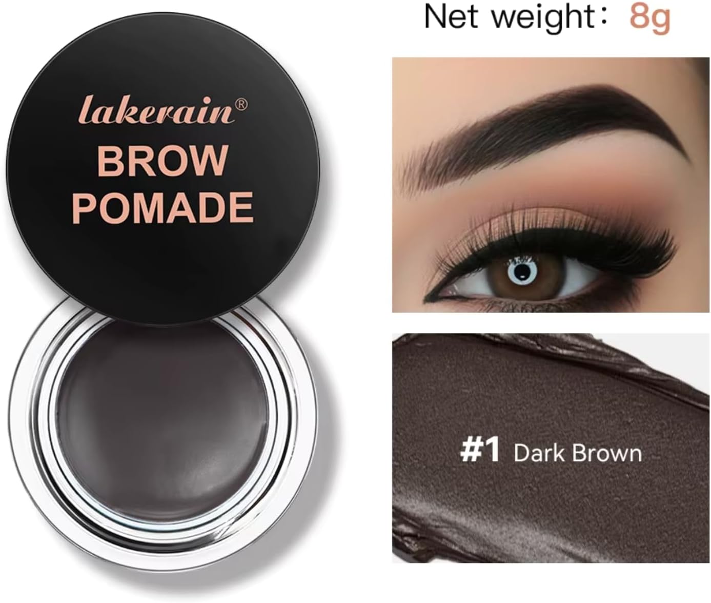 NIKITA.VIVI Brow Pomade Dark Brown, Eyebrow Pomade Brow Coloring Gel, Natural Long Lasting Sweat-proof Waterproof Eyebrow Makeup Gels, Smooth Fast Drying Eyebrow Color Cream 8G #1 - View 8 of 8