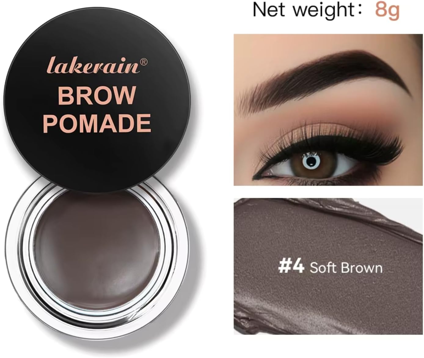 NIKITA.VIVI Brow Pomade Soft Brown, Eyebrow Pomade Brow Coloring Gel, Natural Long Lasting Sweat-proof Waterproof Eyebrow Makeup Gels, Smooth Fast Drying Eyebrow Color Cream 8G #4 - View 8 of 8