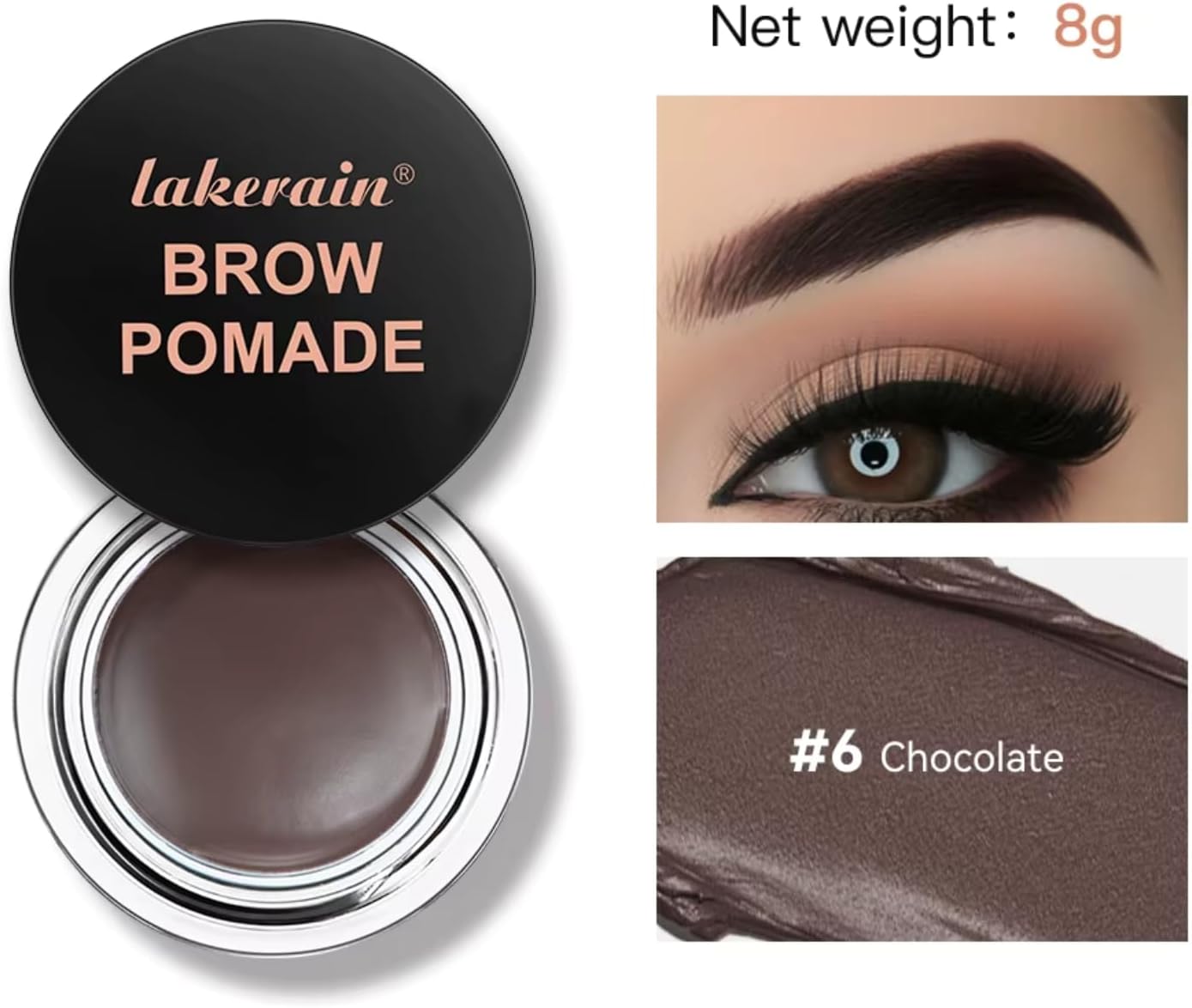 NIKITA.VIVI Brow Pomade Chocolate, Eyebrow Pomade Brow Coloring Gel, Natural Long Lasting Sweat-proof Waterproof Eyebrow Makeup Gels, Smooth Fast Drying Eyebrow Color Cream 8G #6 - View 8 of 8