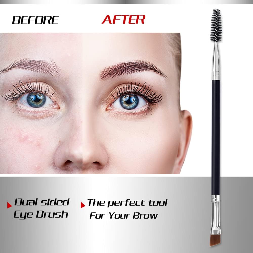 LOOKSEVEN Duo eye brow brush, angled eyebrow brush and spoolie brush, eyelash comb eyebrow brush tool (1 pcs) - View 3 of 5
