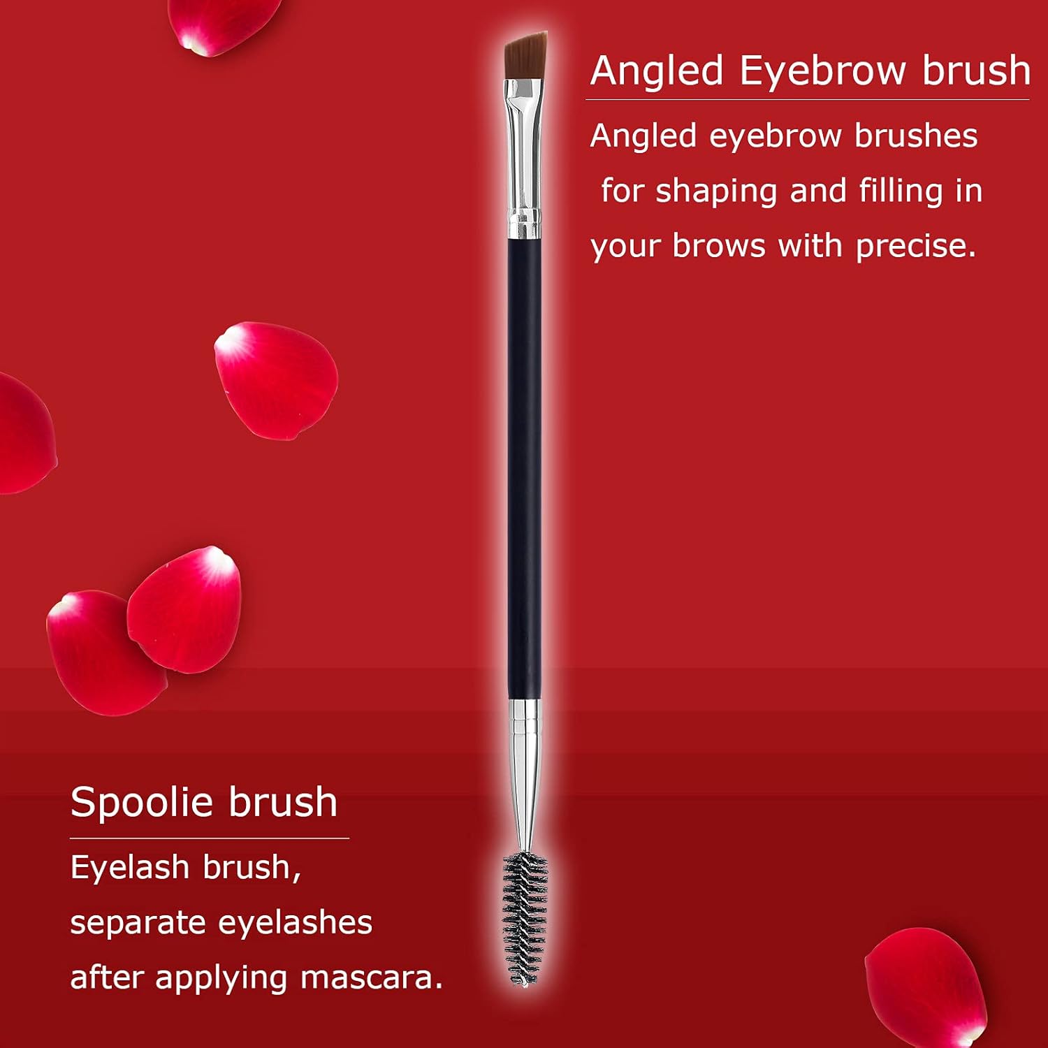 LOOKSEVEN Duo eye brow brush, angled eyebrow brush and spoolie brush, eyelash comb eyebrow brush tool (1 pcs) - View 4 of 5