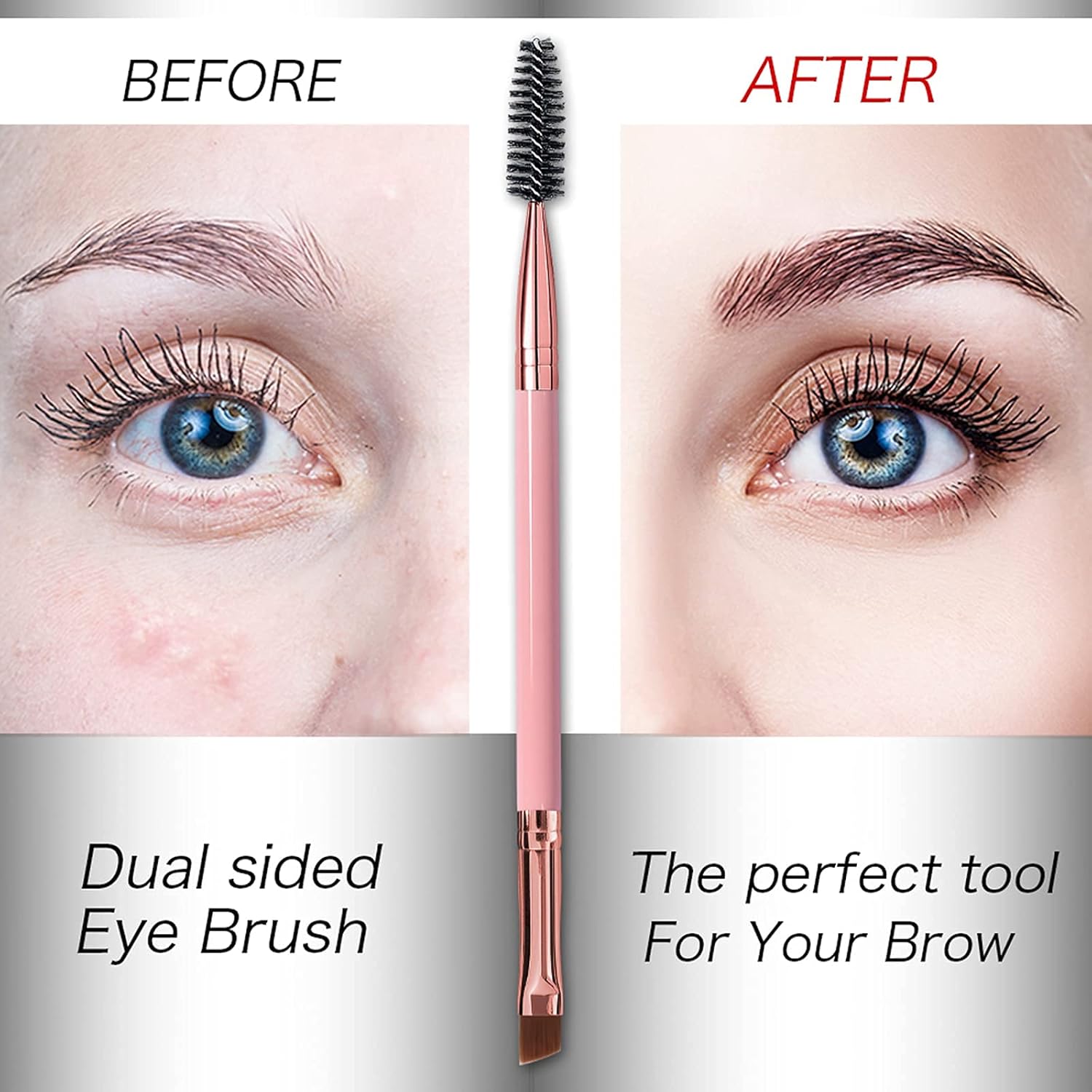 ELECDON Duo Eyebrow Brush, Spoolie Brush and Angled Brow Brush Eyelash Brush for Eye Makeup (5Pcs, Pink) - View 2 of 6