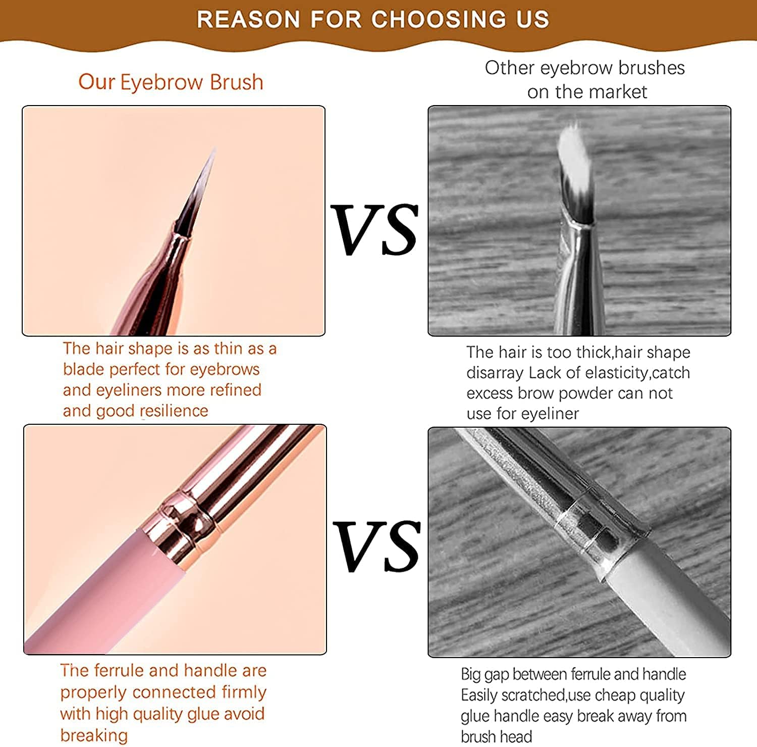 ELECDON Duo Eyebrow Brush, Spoolie Brush and Angled Brow Brush Eyelash Brush for Eye Makeup (5Pcs, Pink) - View 3 of 6