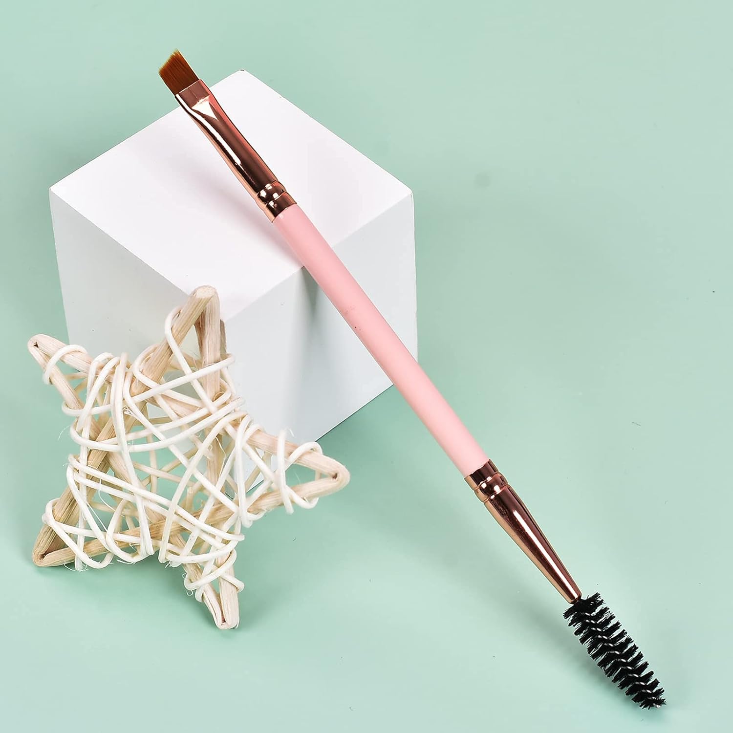 ELECDON Duo Eyebrow Brush, Spoolie Brush and Angled Brow Brush Eyelash Brush for Eye Makeup (5Pcs, Pink) - View 4 of 6