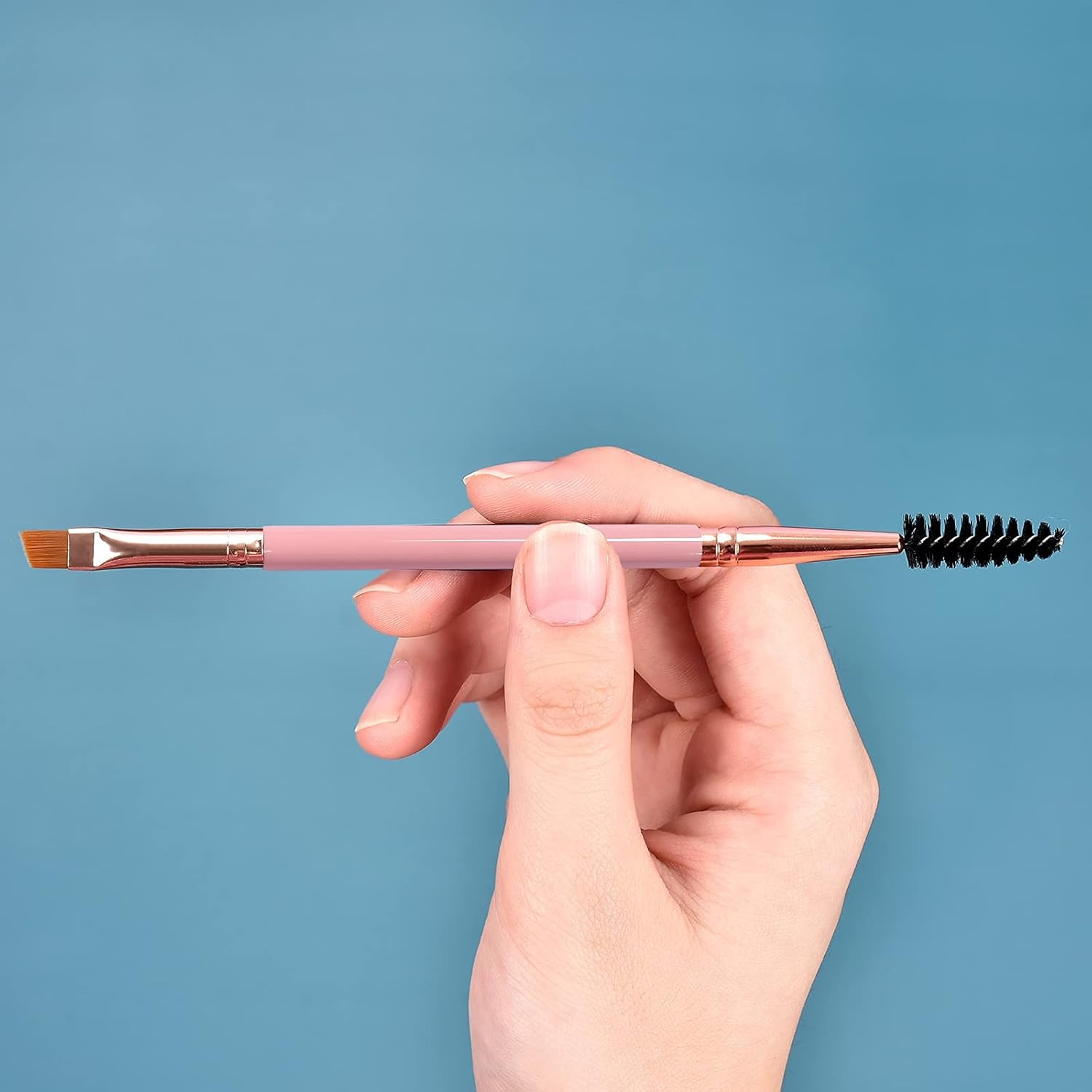 ELECDON Duo Eyebrow Brush, Spoolie Brush and Angled Brow Brush Eyelash Brush for Eye Makeup (5Pcs, Pink) - View 5 of 6