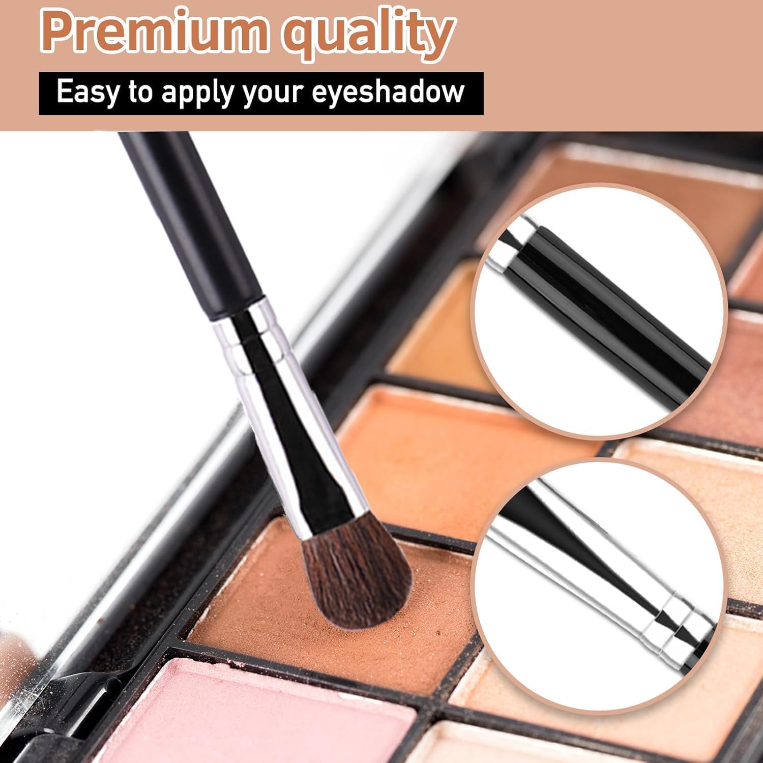 YJUFoar Dual-Ended Eyeshadow Brush, Double-Sided Makeup Brush with Flat Concealer Tip for Eyelids, Eyebrows Eyeliner Soft Hairs Makeup Tool (Black) - View 3 of 6