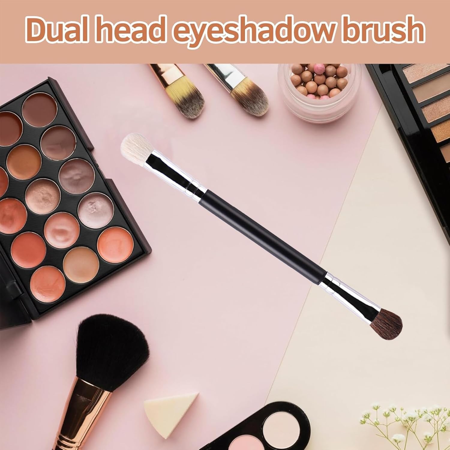 YJUFoar Dual-Ended Eyeshadow Brush, Double-Sided Makeup Brush with Flat Concealer Tip for Eyelids, Eyebrows Eyeliner Soft Hairs Makeup Tool (Black) - View 5 of 6