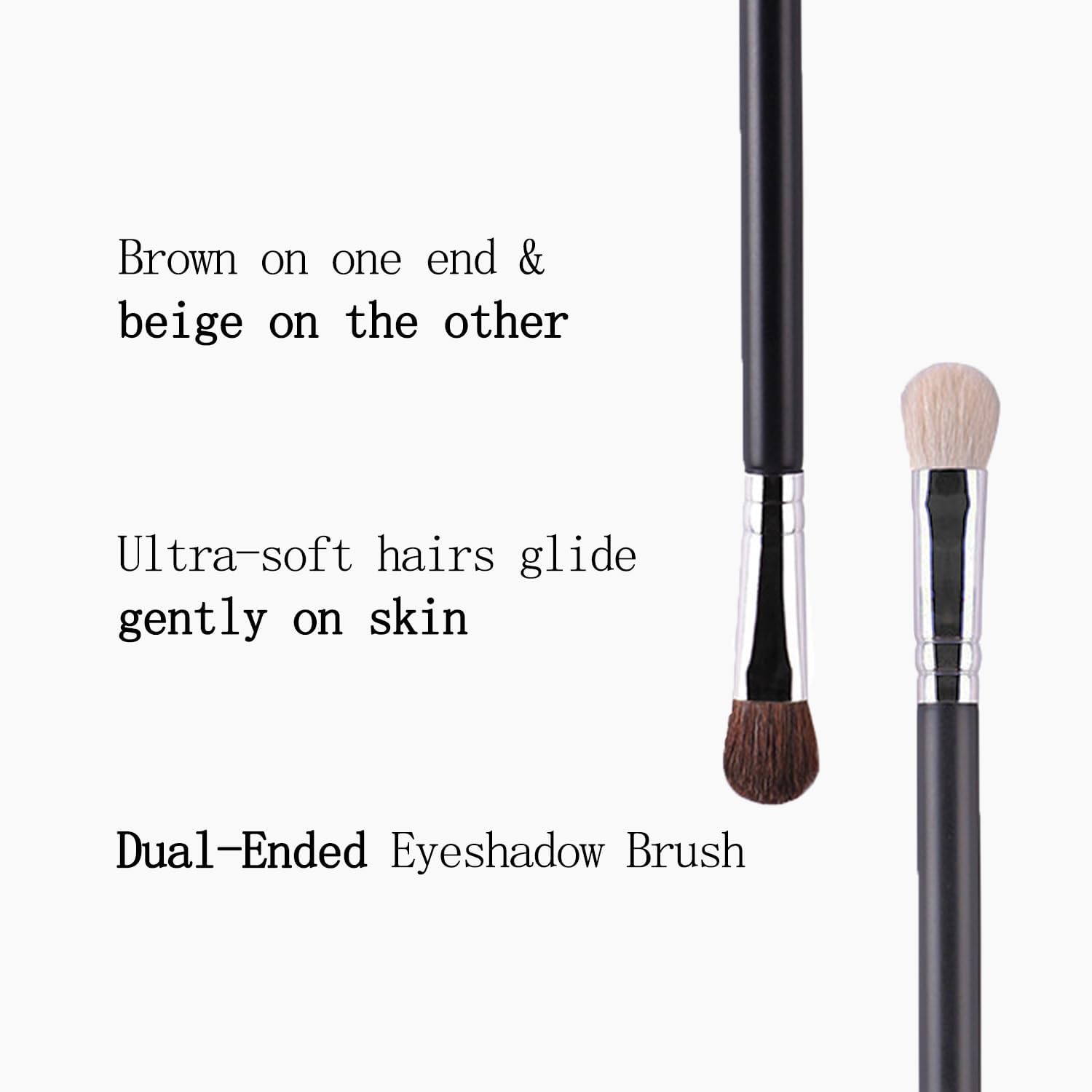 YJUFoar Dual-Ended Eyeshadow Brush, Double-Sided Makeup Brush with Flat Concealer Tip for Eyelids, Eyebrows Eyeliner Soft Hairs Makeup Tool (Black) - View 6 of 6