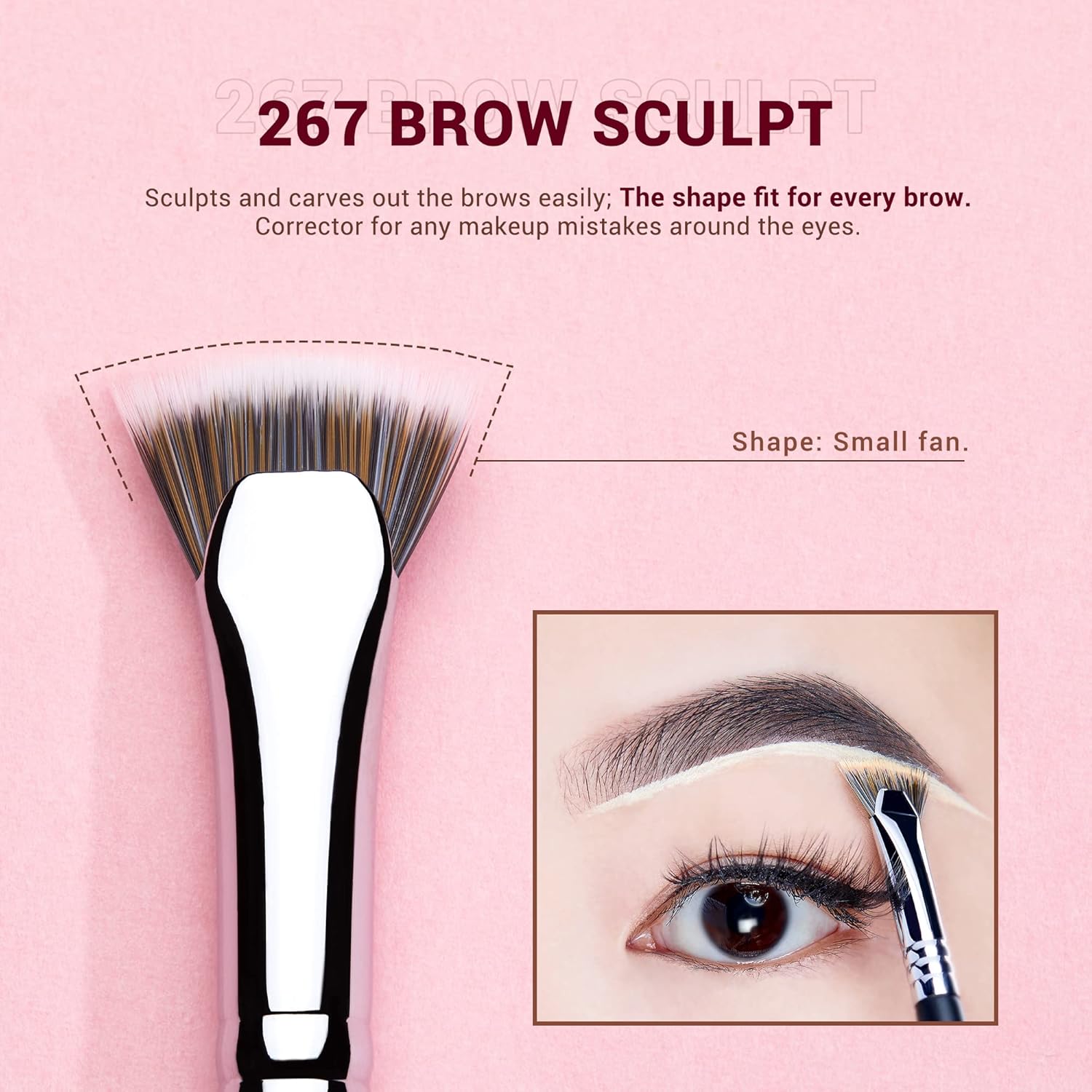 Jessup Brow Brush Set 3Pcs Professional Make Up Brushes Set Premium Black Silver T326 - View 6 of 7