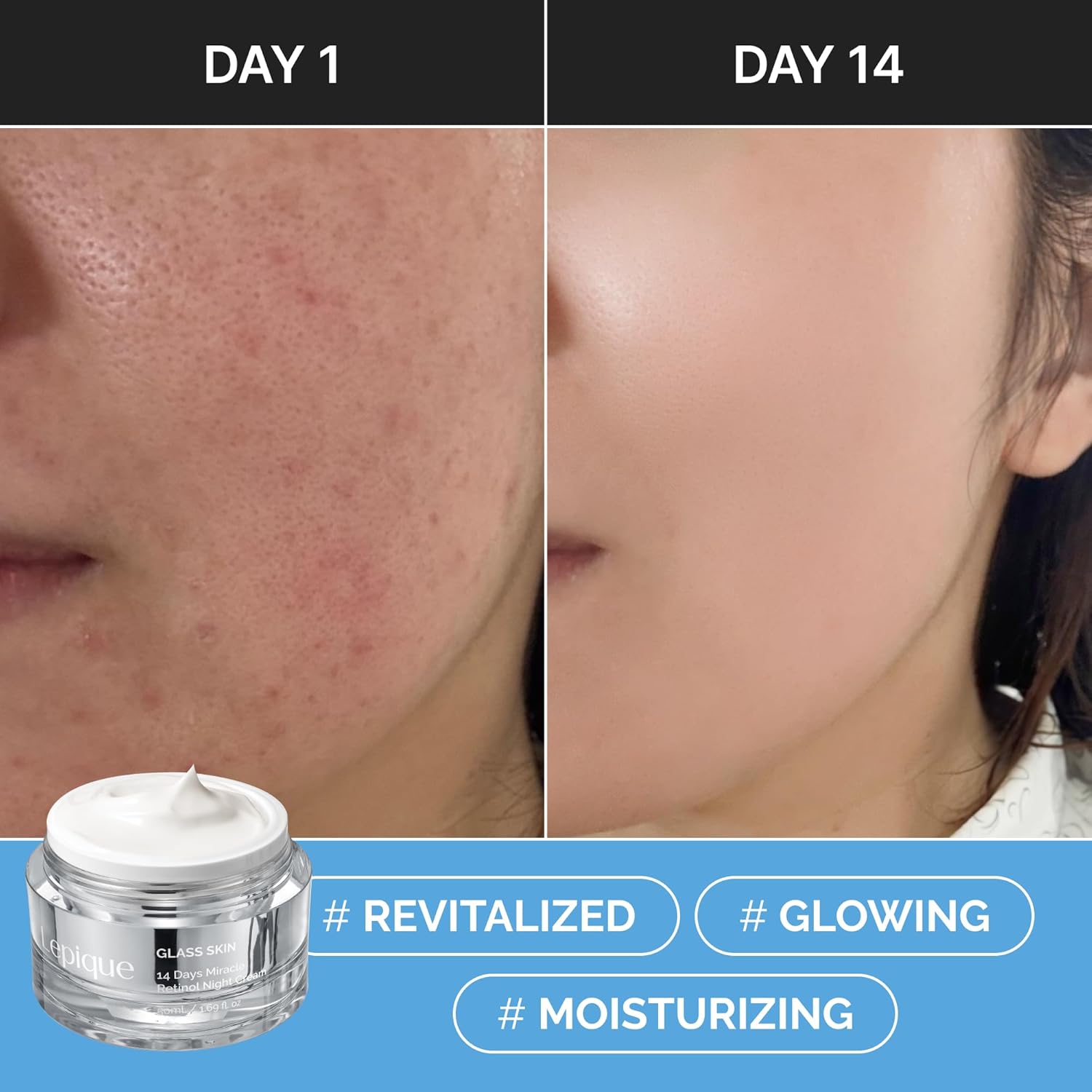 Lepique Retinol Night Cream 50ml - No.1 Korean Premium Overnight Repair Cream for Face and Neck - Collagen, Centella - Anti aging Skin Cream, Moisturizer Face Cream, (Unscented, with Spatula) - View 5 of 7