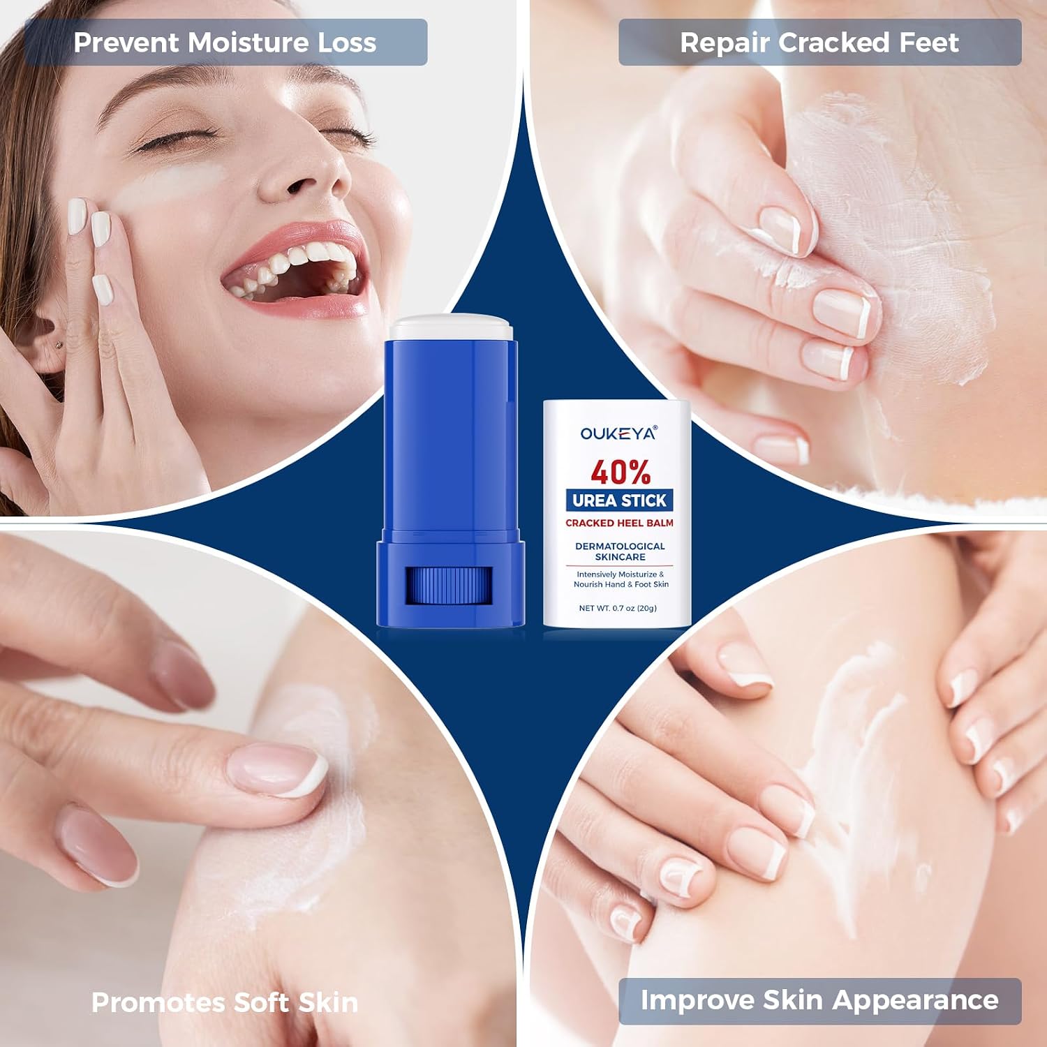 OUKEYA Urea Cream Stick 40 Percent Foot & Hand Cream for Cracked Heels and Dry Skin Deep Moisturizing Callus Remover Nourishes Soften for Women&Men,Maximum Strength - View 2 of 8