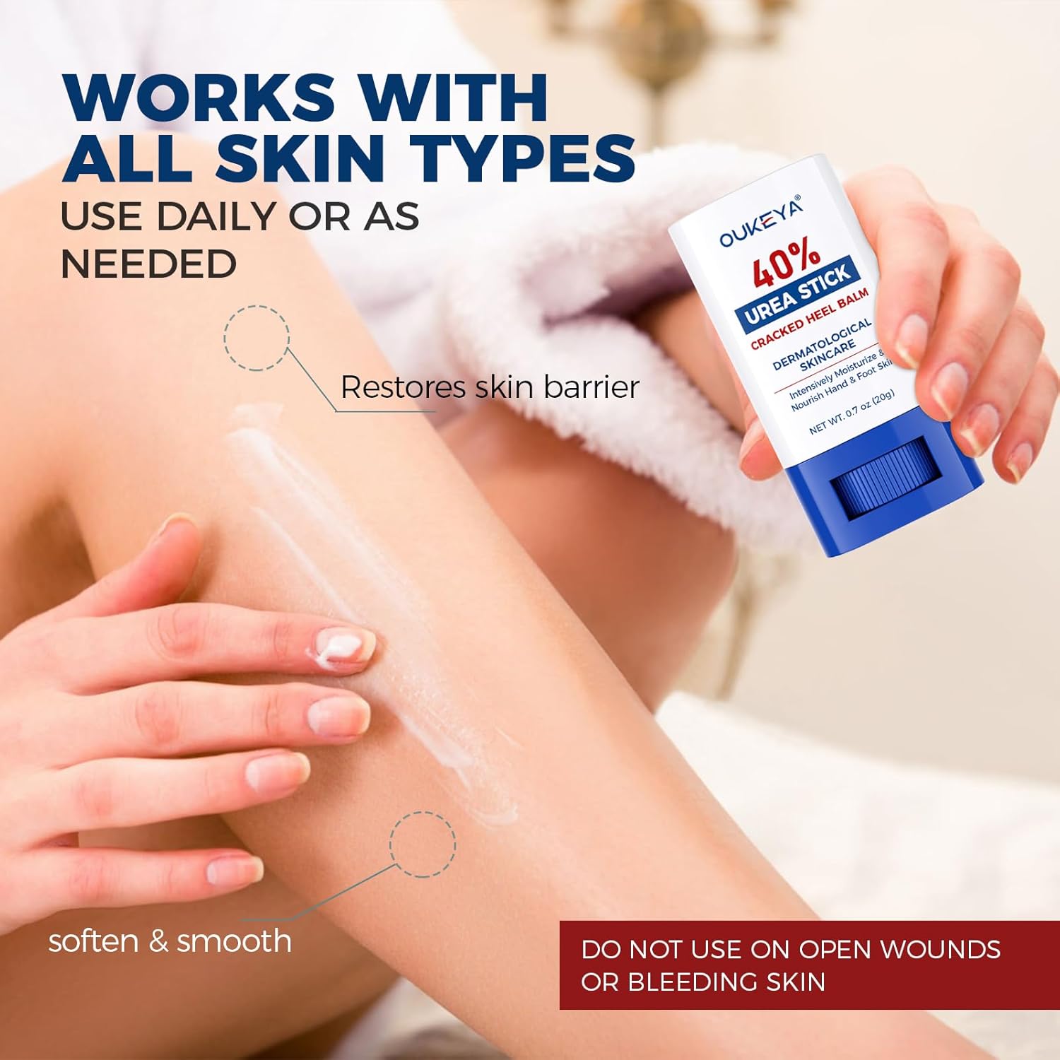 OUKEYA Urea Cream Stick 40 Percent Foot & Hand Cream for Cracked Heels and Dry Skin Deep Moisturizing Callus Remover Nourishes Soften for Women&Men,Maximum Strength - View 3 of 8