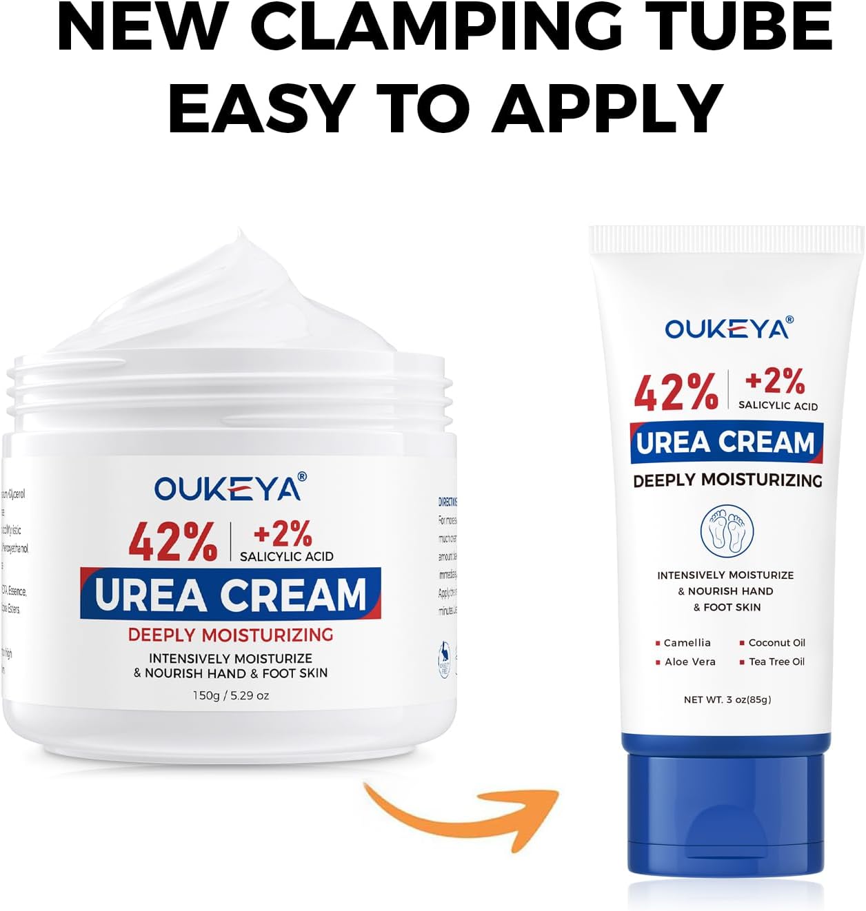 OUKEYA Urea Cream 42 Percent with 2% Salicylic Acid Tube 3 Oz, Foot & Hand Cream for Dry Cracked, 40 per Urea Lotion for Feet Maximum Strength, 85g, 2 Pack - View 6 of 7