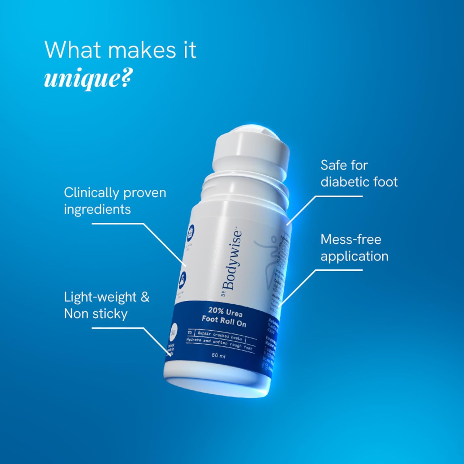 Be Bodywise 20% Urea Foot Cream Roll On | Repairs Dry & Cracked Heels | 2% Lactic Acid, Olive Oil & Vitamin E I Exfoliates & Softens Skin I Hydrates & Moisturises INo Irritation IAll Skin TypesI 50 ml - View 3 of 8