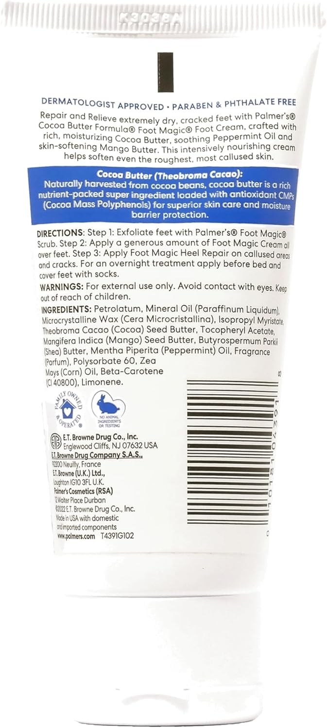 Palmer's Cocoa Butter Formula Foot Magic Moisturizing Cream with Vitamin E -Softens & Soothes Feet-Deeply Moisturizes Rough & Dry Skin-Improves Textures,Irritation,Scars & Marks-Apply Daily-60gm - View 2 of 2
