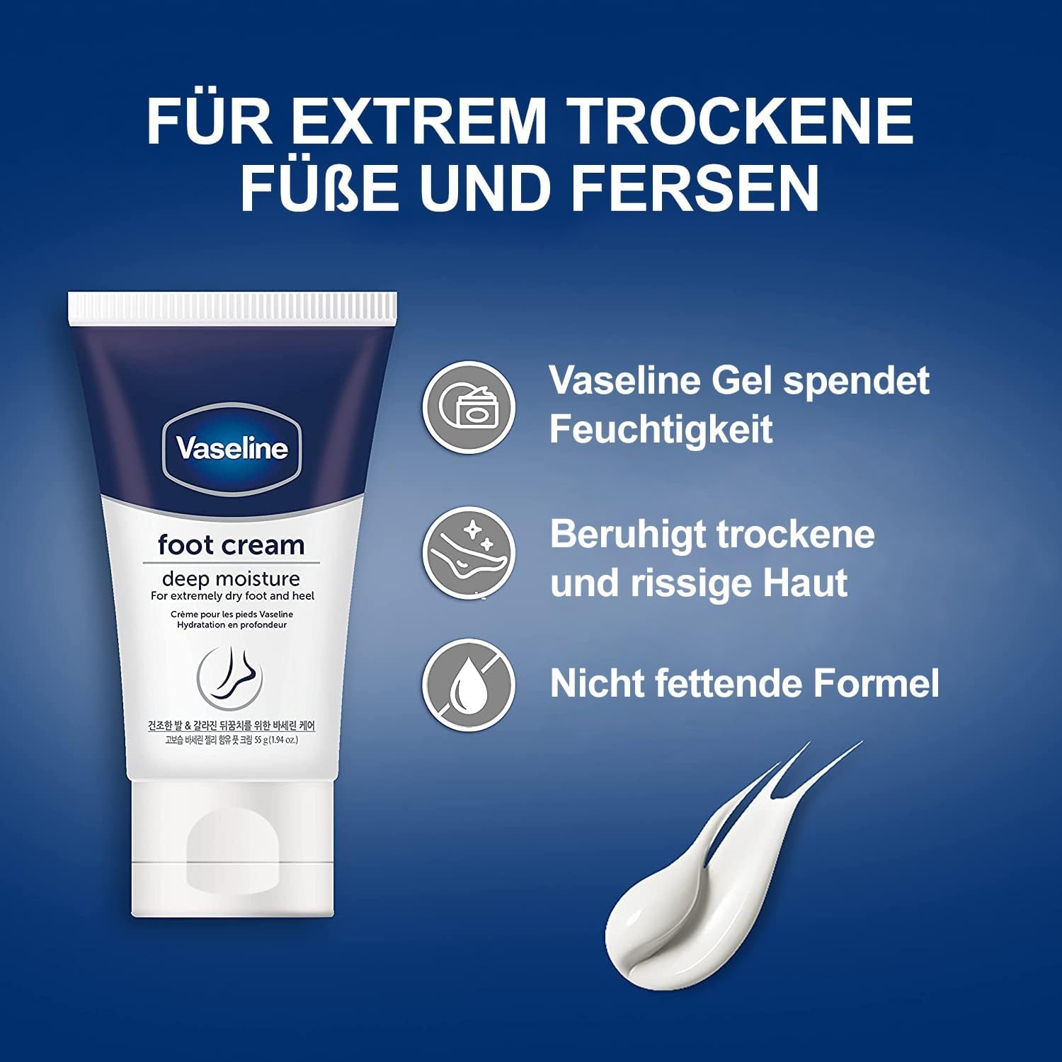Vaseline Deep Moisture Foot Cream | Intensive Hydration for Dry & Cracked Feet | Non-Greasy Repair Care, 55 g - View 4 of 5