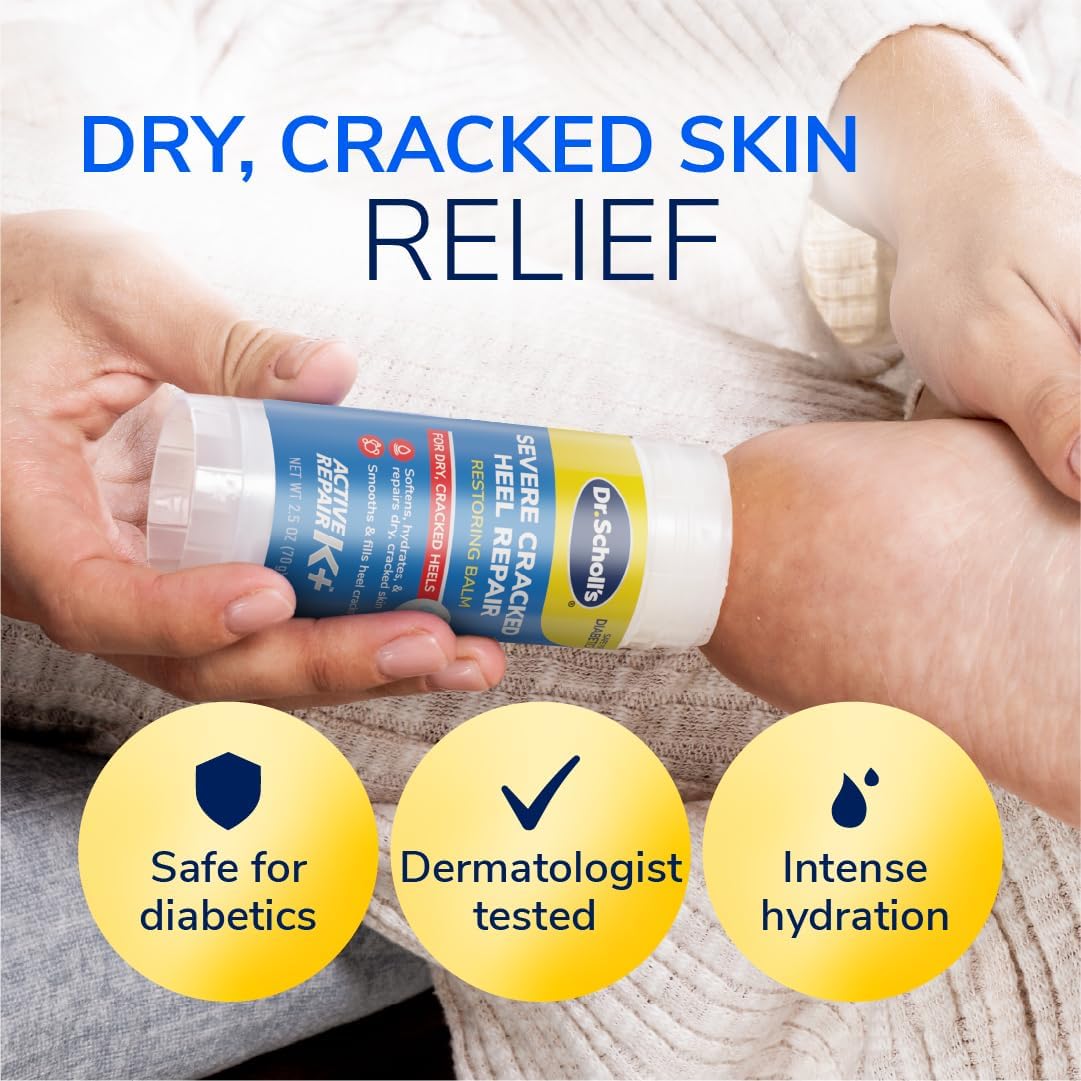 Dr. Scholl'S Cracked Heel Repair Balm 2.5oz, with 25% Urea for Dry Cracked Feet, Heals and Moisturizes for Healthy Feet - View 6 of 8