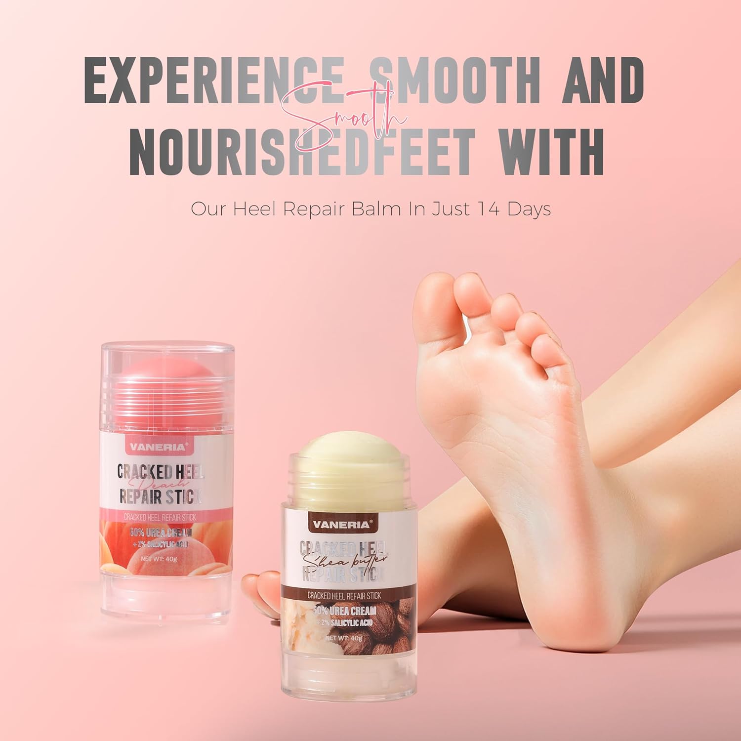 VANERIA Cracked Heel Stick,Heel Balm for Dry Cracked Feet care with Shea Butter & Coconut Oil,Deeply Moisturize & Soften Feet,40g (Pink) - View 5 of 6