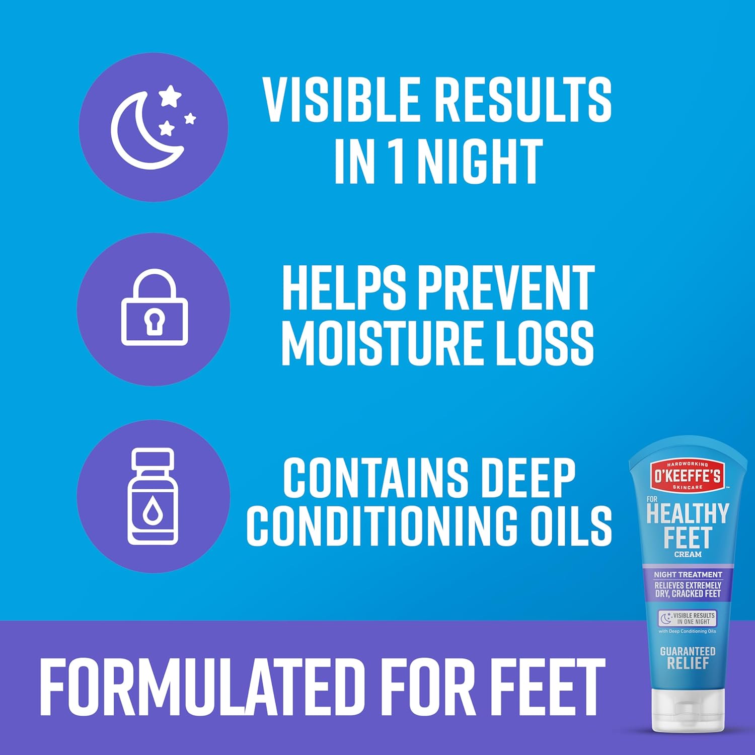 O'Keeffe's Healthy Feet Foot Creams [Regular, Night Treatment and Exfoliating]: 3.0 oz. tube, night treatment (Purple) - View 8 of 9
