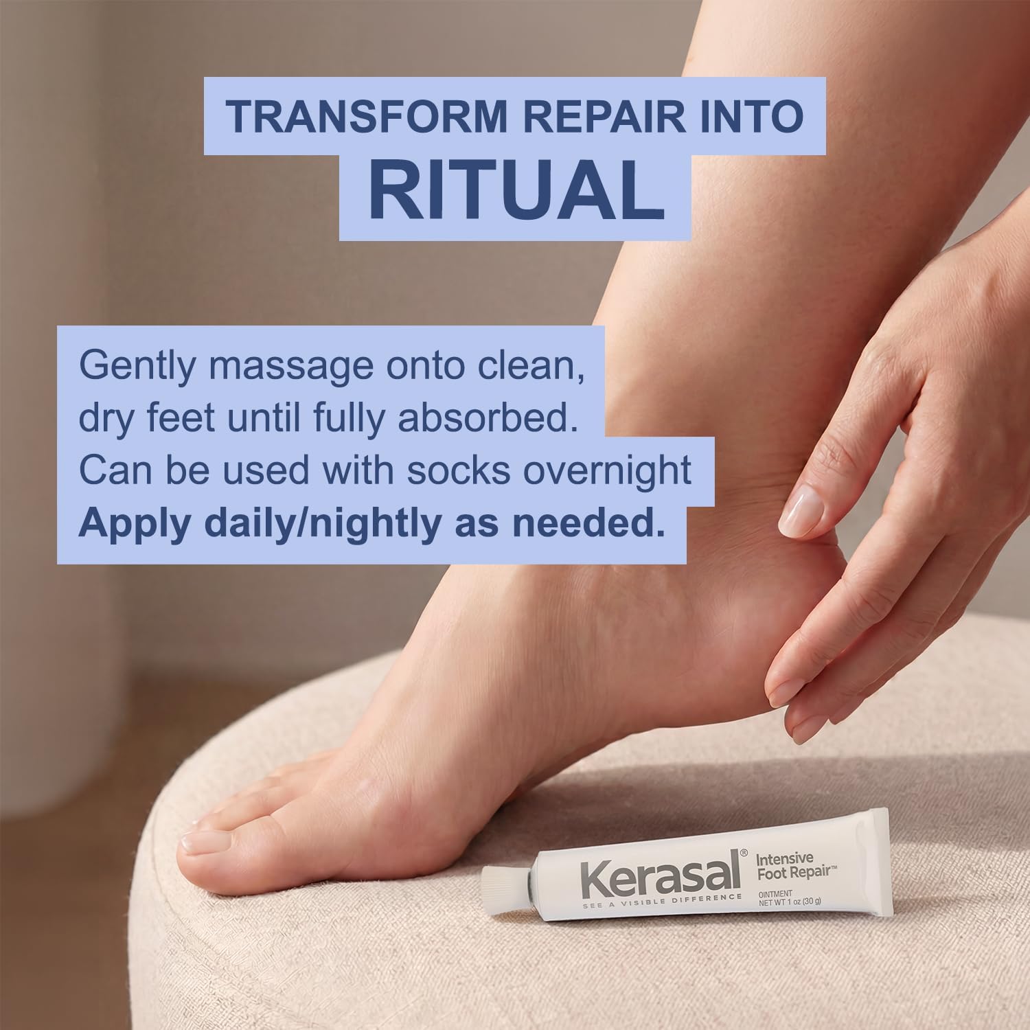 Kerasal Intensive Foot Repair, Exfoliating Foot Moisturizer 1 oz. - Clinically proven to moisturize and exfoliate dry feet and cracked heels - Smooth, soft feet fast with visible results in just 1 day - View 2 of 6