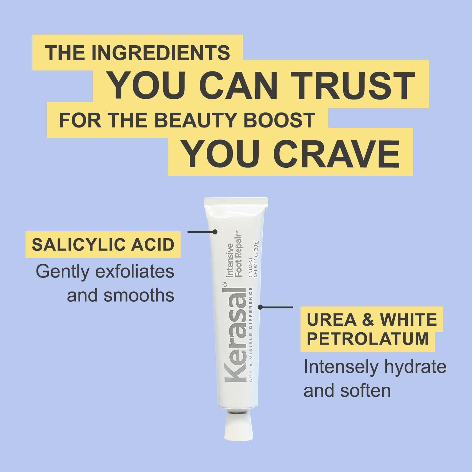 Kerasal Intensive Foot Repair, Exfoliating Foot Moisturizer 1 oz. - Clinically proven to moisturize and exfoliate dry feet and cracked heels - Smooth, soft feet fast with visible results in just 1 day - View 3 of 6