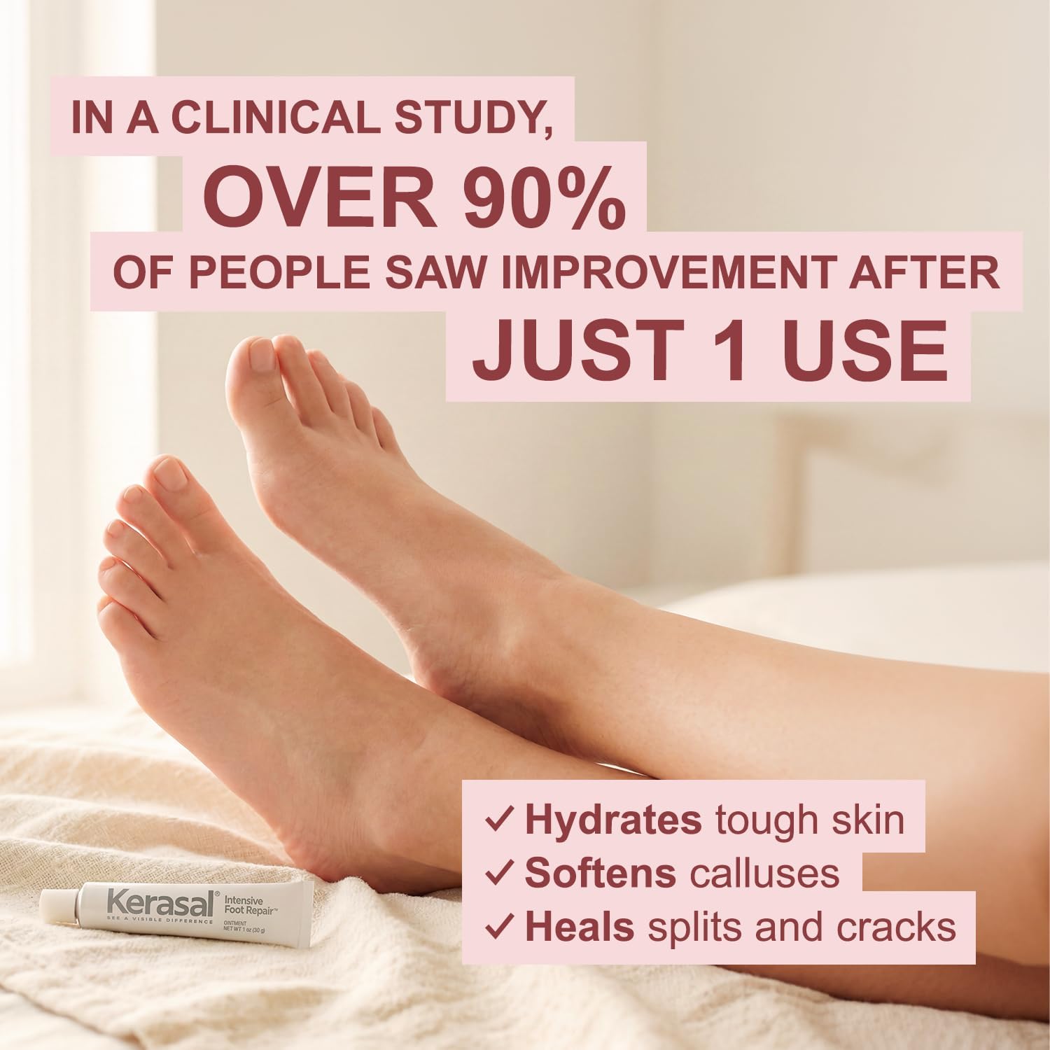 Kerasal Intensive Foot Repair, Exfoliating Foot Moisturizer 1 oz. - Clinically proven to moisturize and exfoliate dry feet and cracked heels - Smooth, soft feet fast with visible results in just 1 day - View 4 of 6