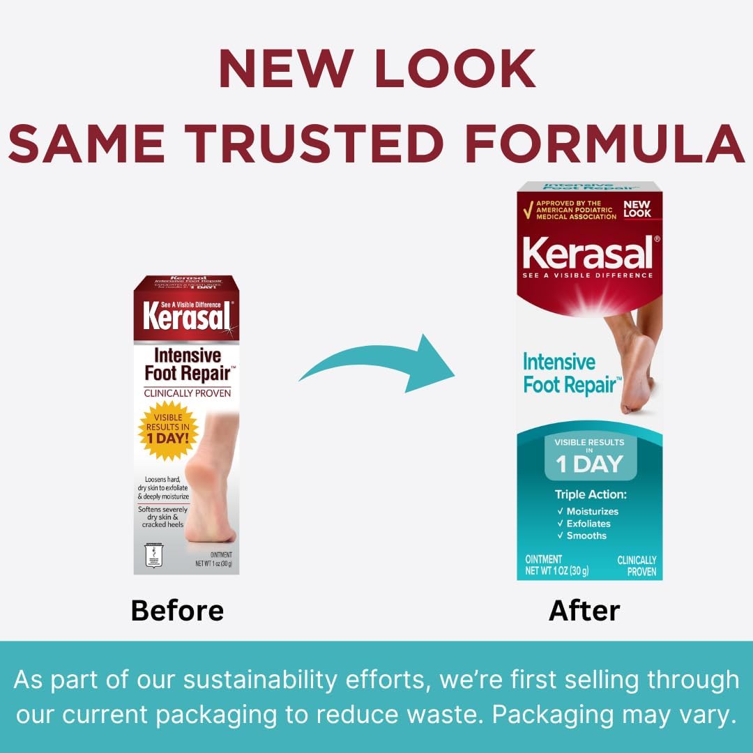 Kerasal Intensive Foot Repair, Exfoliating Foot Moisturizer 1 oz. - Clinically proven to moisturize and exfoliate dry feet and cracked heels - Smooth, soft feet fast with visible results in just 1 day - View 6 of 6