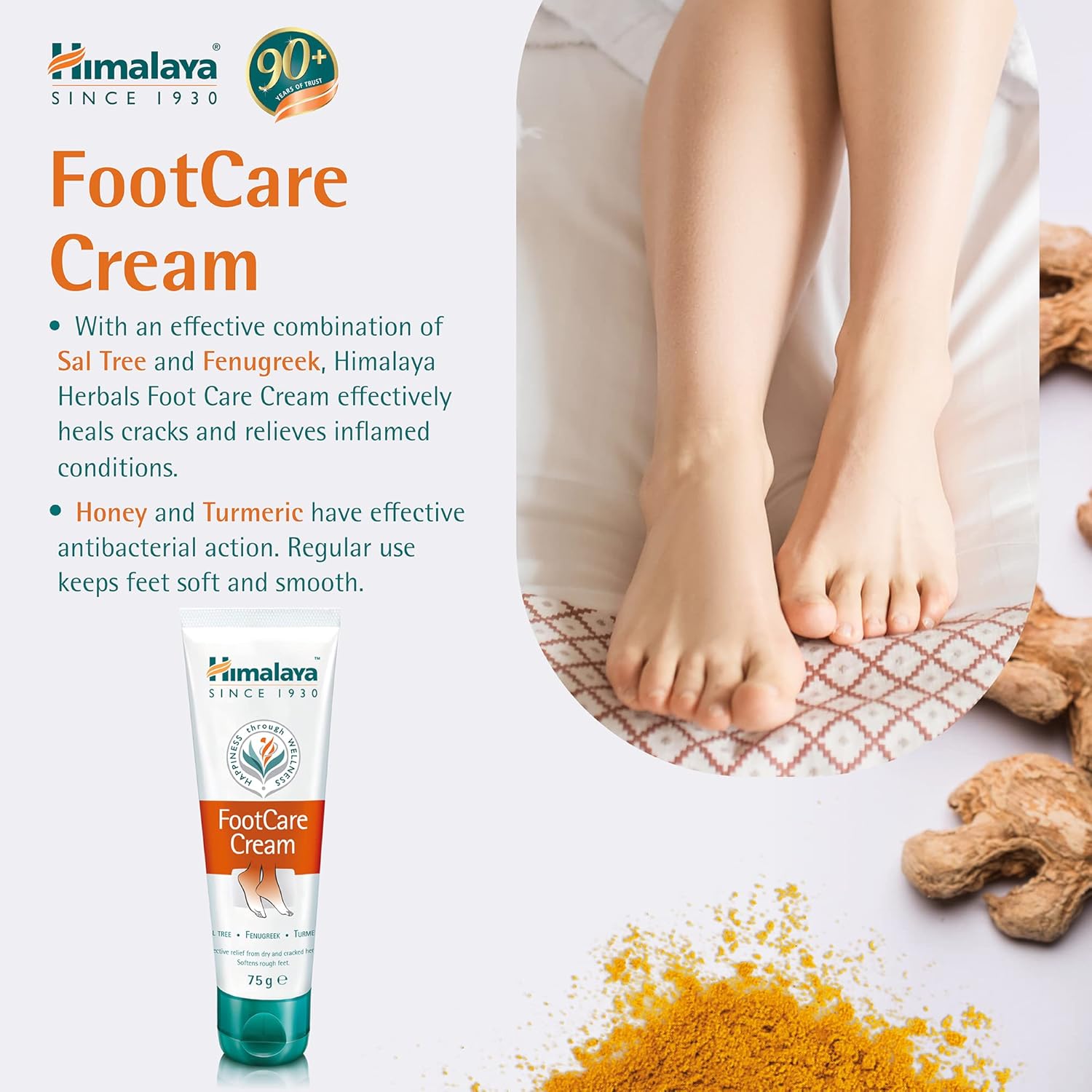 Himalaya Since 1930 Herbals Foot Care Cream, Dry & Cracked Heels, with antiseptic & Moisturizing Benefits- 75G - View 3 of 4