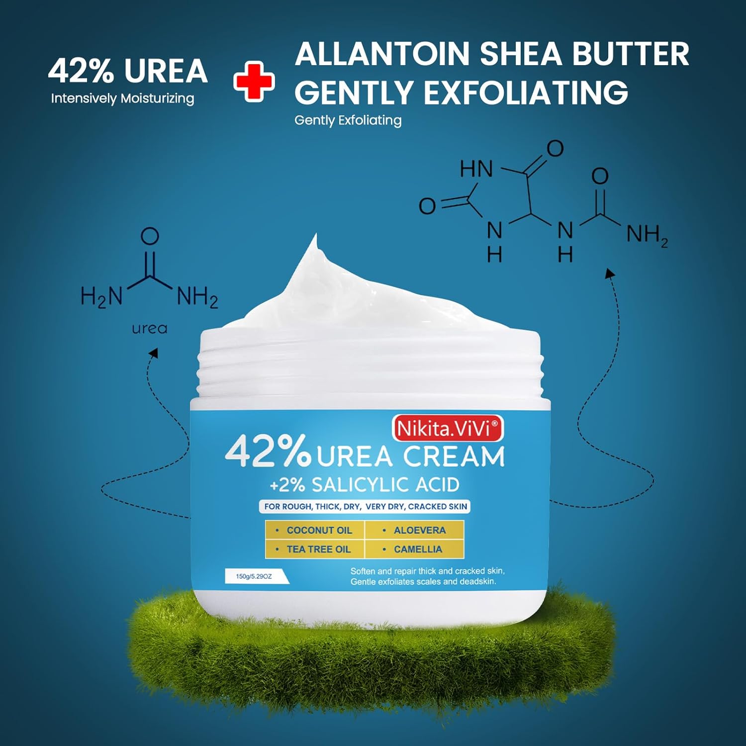 NIKITA.VIVI 3Pcs Urea Cream 42% plus Salicylic Acid 2% (3x150G) for Dry Cracked Feet Heels Elbows Knees, Hands Repair Treatment Lotion, Moisturizes & Removes Calluses Corns Dead Skin & Softens Toenail - View 5 of 5