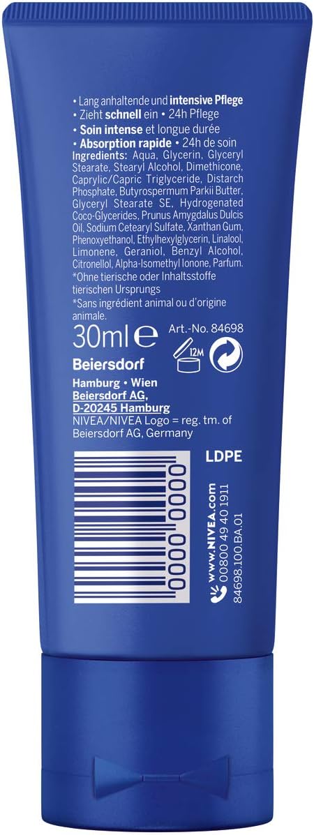 NIVEA Intensive Care Hand Cream Mini (30 ml), Rich Skin Cream with Almond Oil for Intensive Moisture, Hand Care with the Unique Nivea Fragrance - View 3 of 3