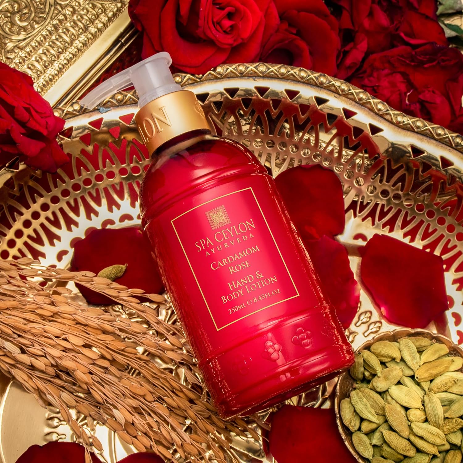 SPA CEYLON Cardamom Rose Hand & Body Lotion | Body Cream with Coconut, Almond & Himalayan Rose | Hydrating & Soothing for All Skin Types | Vegetarian & Ethical - View 3 of 4