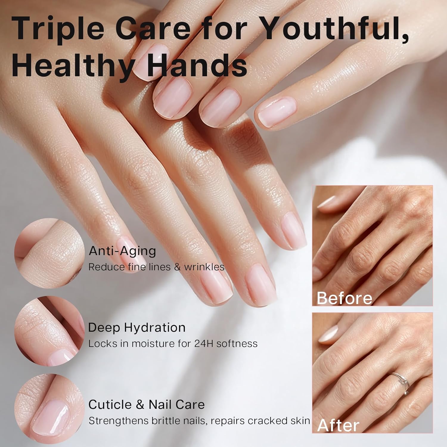 VRAIKO OUHOE Retinol Anti-Aging Hand Cream, Mineral Hand Moisturizer with Retinol, Shea Butter and Collagen, for Younger Looking Hands, Soft Smooth Skin, Nails & Cuticles (2-Pack) - View 5 of 5