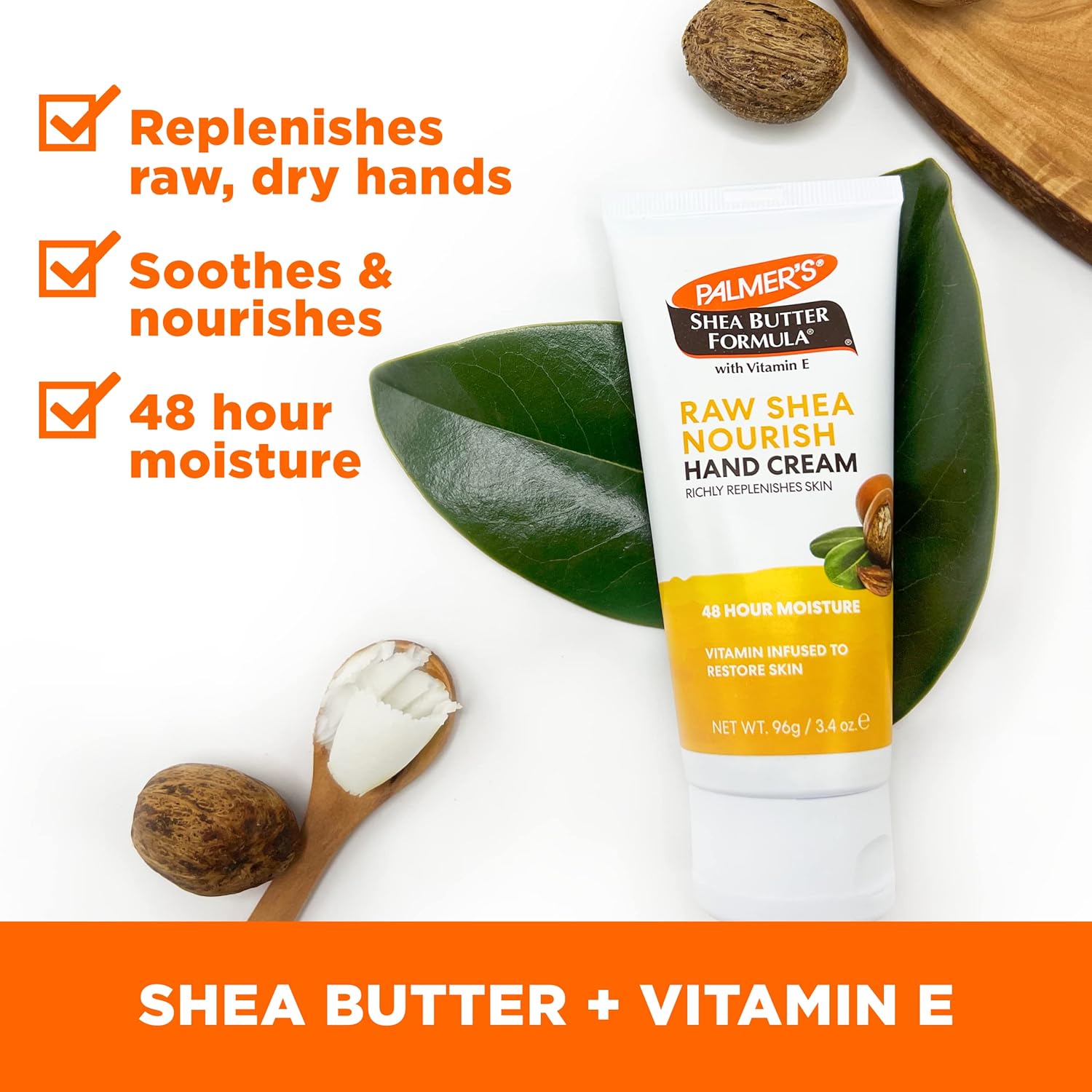 Palmer's Raw Shea Nourish Hand Cream-With Vitamin E-48 Hrs Moisture -Restore Skin-Soothes and nourishes Dry,Cracked Hands-Apply Daily-Free From Parabens,Phthalate & Dyes, Mineral Oil-Unisex-96g - View 6 of 7