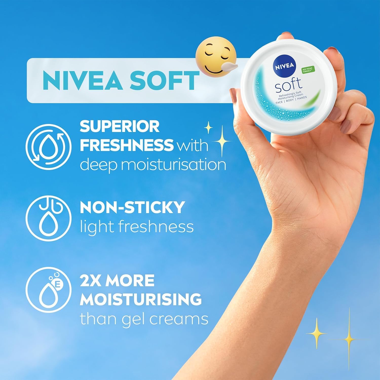 NIVEA Soft Moisturising Cream, A Moisturising Cream for Face, Body and Hands with Vitamin E and Jojoba Oil, Hand Cream Moisturises Deeply, All-Purpose Day Cream, Jar 200ml - View 4 of 6