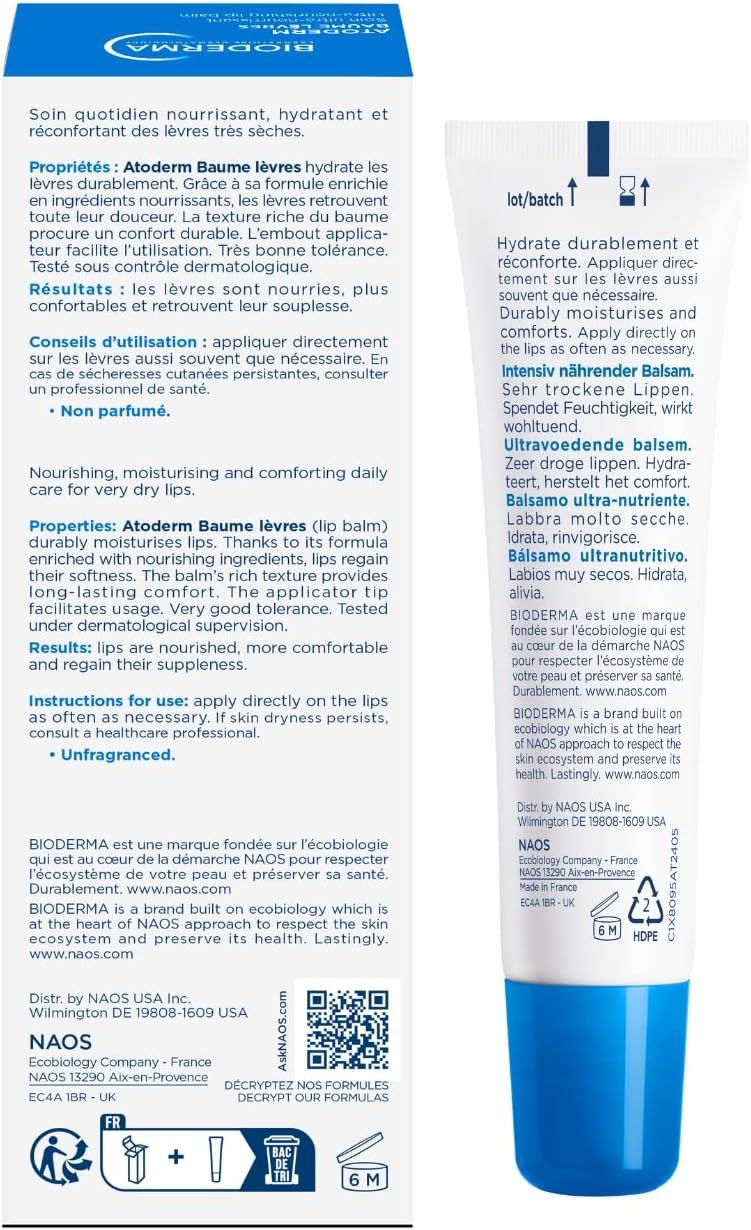 Bioderma Atoderm Restorative Lip Balm for Very Dry Sensitive Skin, 15ml - View 5 of 5