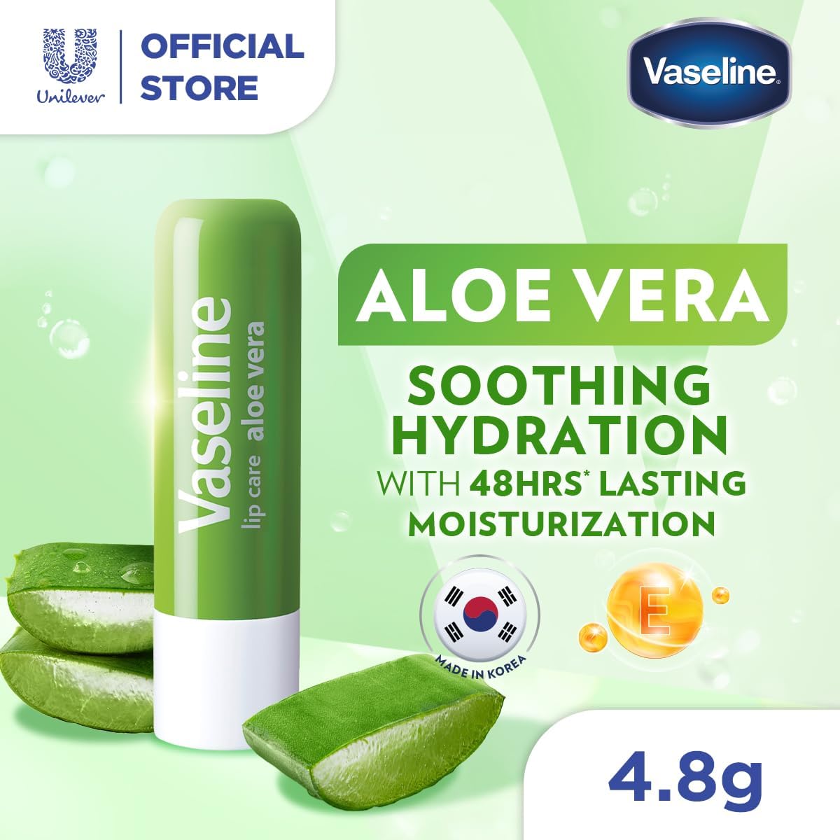 Vaseline Lip Therapy Aloe Vera Lip Balm With Pure Jelly & Rich Aloe Extracts For Shiny & Healthy Lips| Nourishes & Protects Lips| Non-greasy Lip Moisturizer for Naturally Tinted Lips| 4.8 gm - View 6 of 6