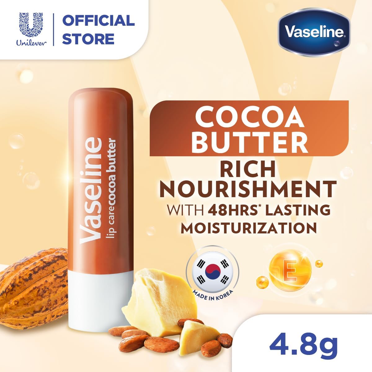Vaseline Lip Therapy Cocoa Butter Lip Balm With Pure Jelly |Cocoa Butter & Shea Butter For Soft & Glowing Lips |Nourishes & Protects Lips | Non-greasy Lip Moisturizer for Naturally Tinted Lips |4.8 gm - View 7 of 7